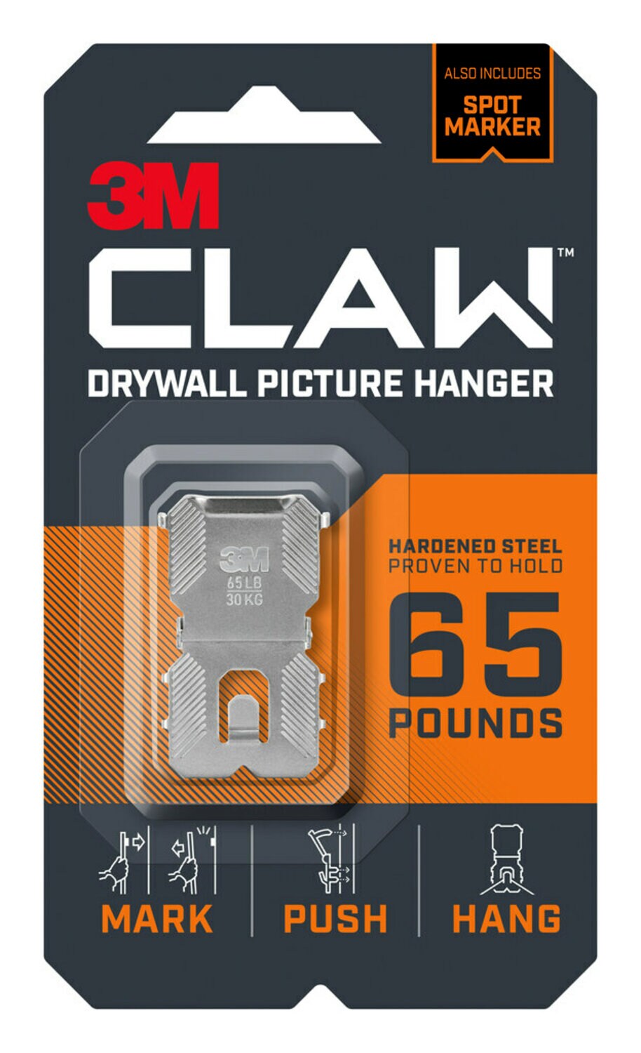 7100248597 - 3M CLAW 65lb Drywall Picture Hanger with Spot Marker 3PH65M-1EF