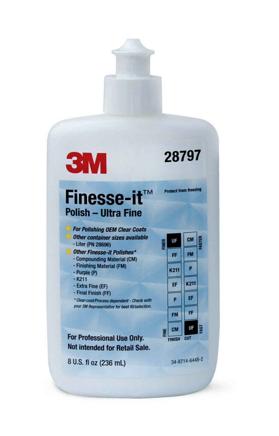 7100098356 - 3M Finesse-it Polish Standard Series, 28797, Ultra Fine (100), White,
8 oz, 4 ea/Case