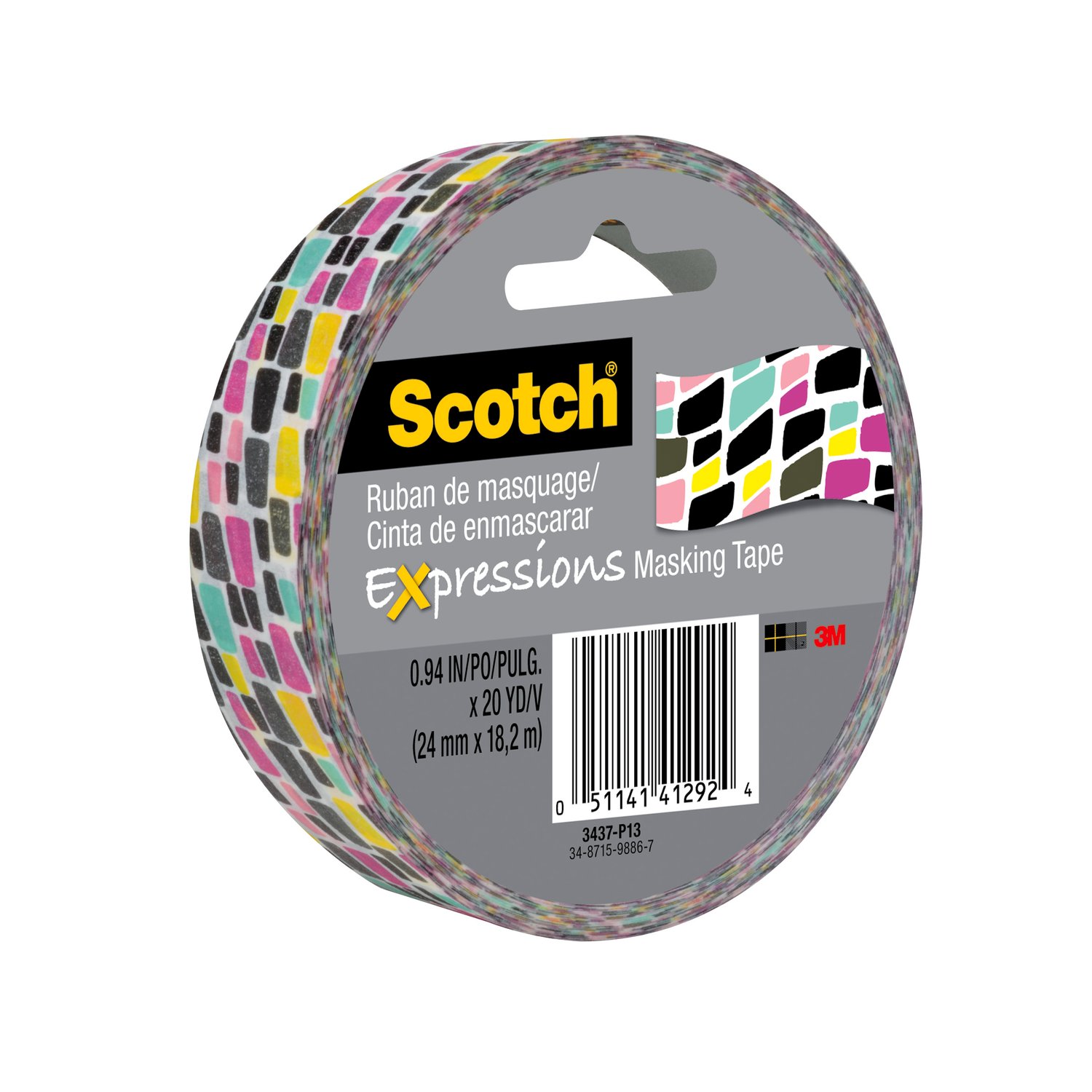 7100052516 - Scotch Expressions Masking Tape 3437-P13, .94 in x 20 yd (24 mm x 18,2
m) Brick Graffiti