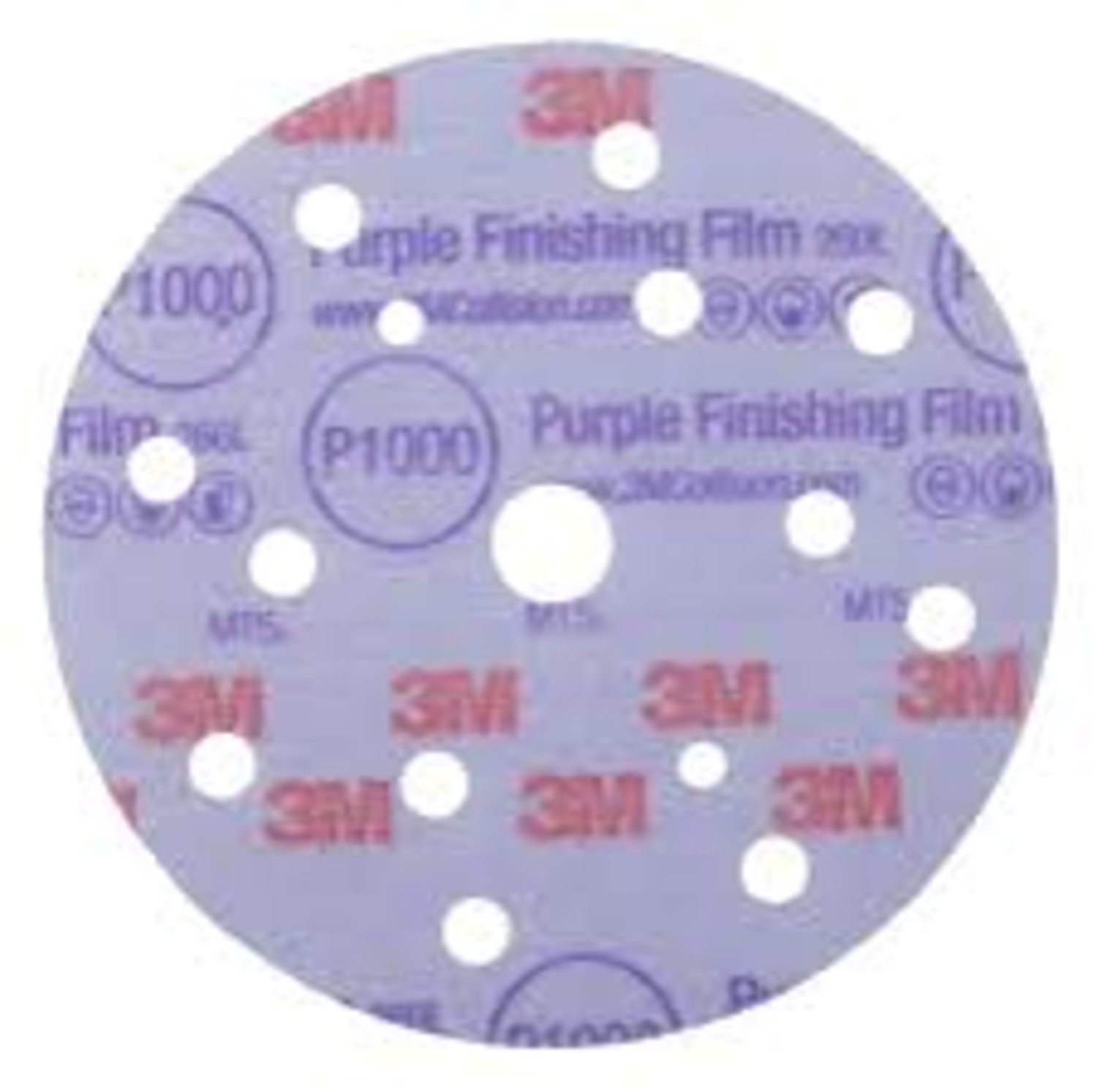 7100123051 - 3M Hookit Purple Finishing Film Abrasive Disc 260L, 51157, 6 in, Dust
Free, P1000, 50 discs per carton, 4 cartons per case