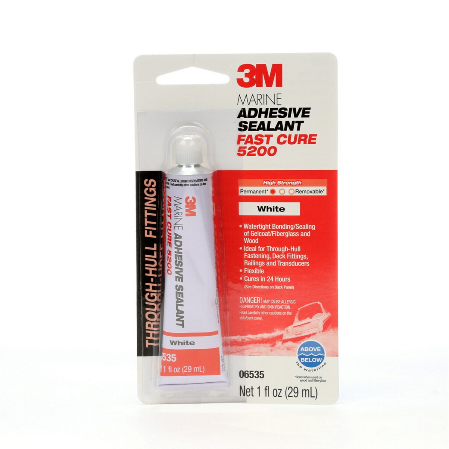 7010367674 - 3M Marine Adhesive Sealant 5200FC, Fast Cure, White, 1 oz Tube, 12/Case