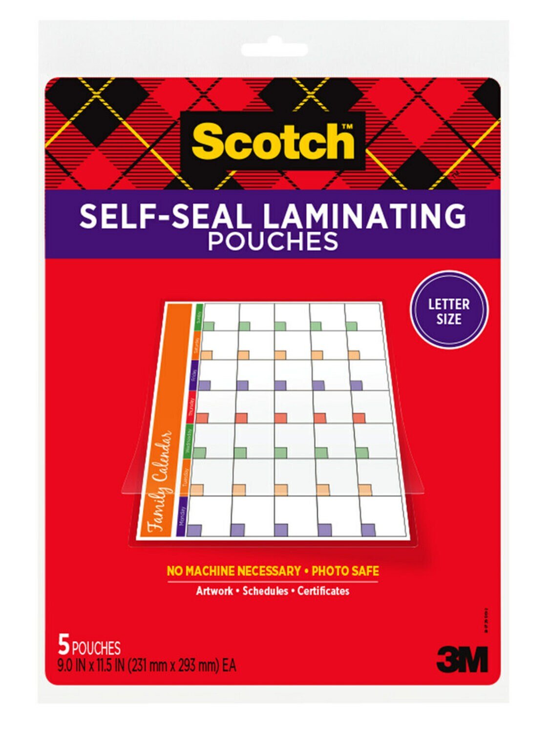 7010311317 - Scotch Self-Sealing Laminating Pouches LS854-5G, 9.0 in x 11.5 in x 0
in (231 mm x 293 mm)