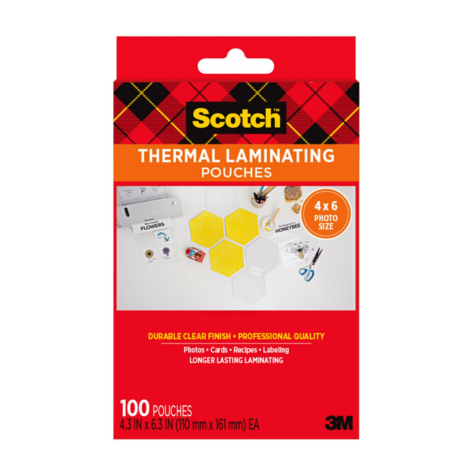 7010311811 - Scotch Thermal Pouches TP5900-100, for 4"x6" Photos 100 CT