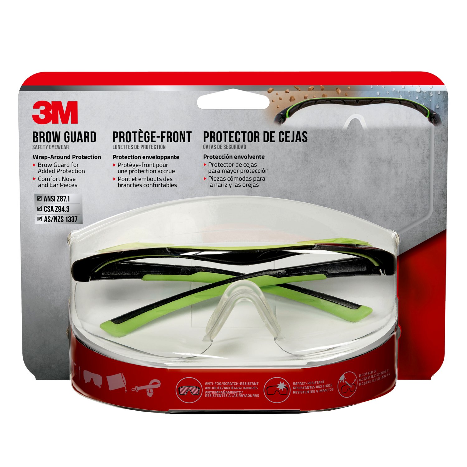 7100099950 - 3M Performance Safety Eyewear Sports Inspired Design 47100-WZ4 , Clear, Anti-Fog