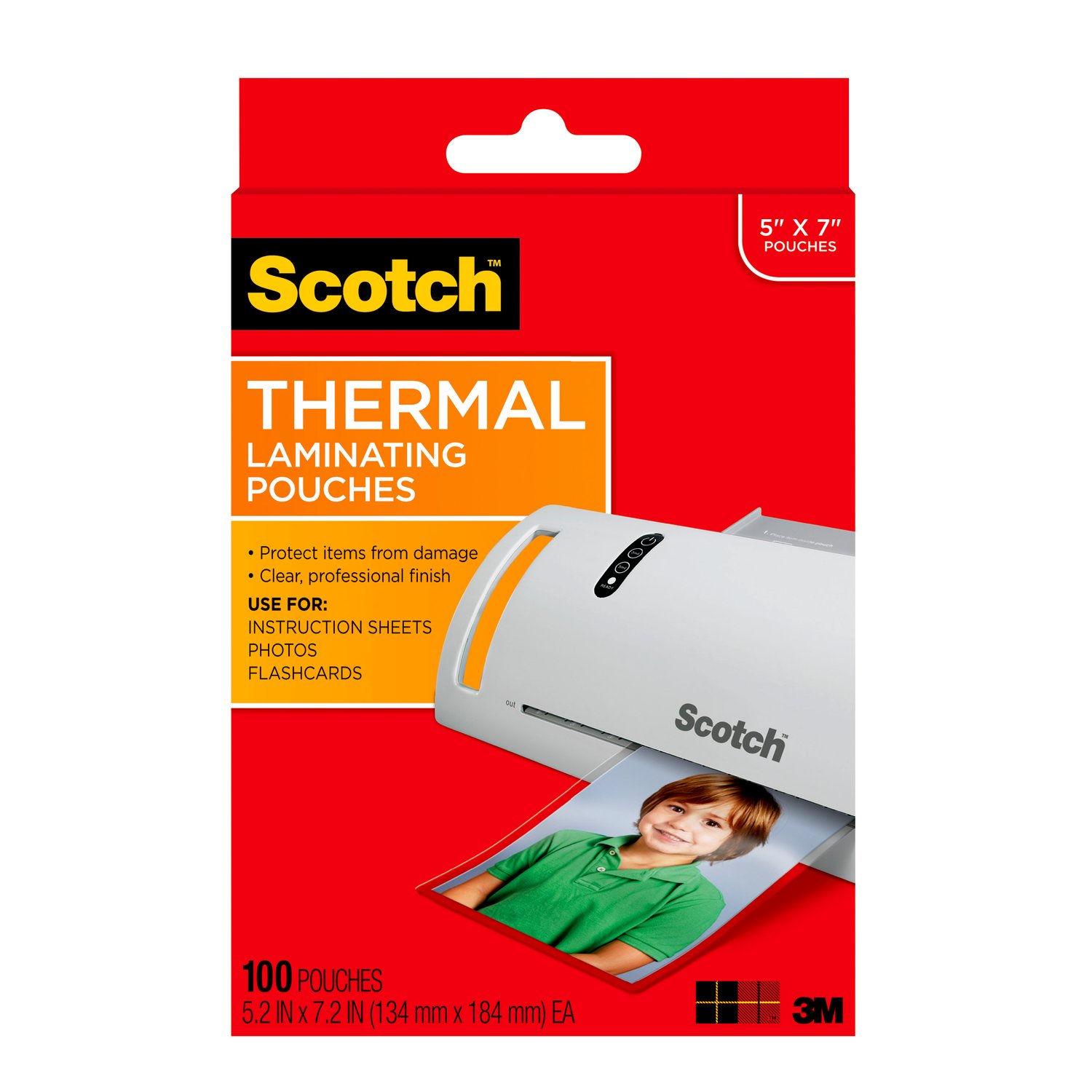 7010372376 - Scotch Thermal Pouches TP5903-100, for 5"x7" Photos 100 CT