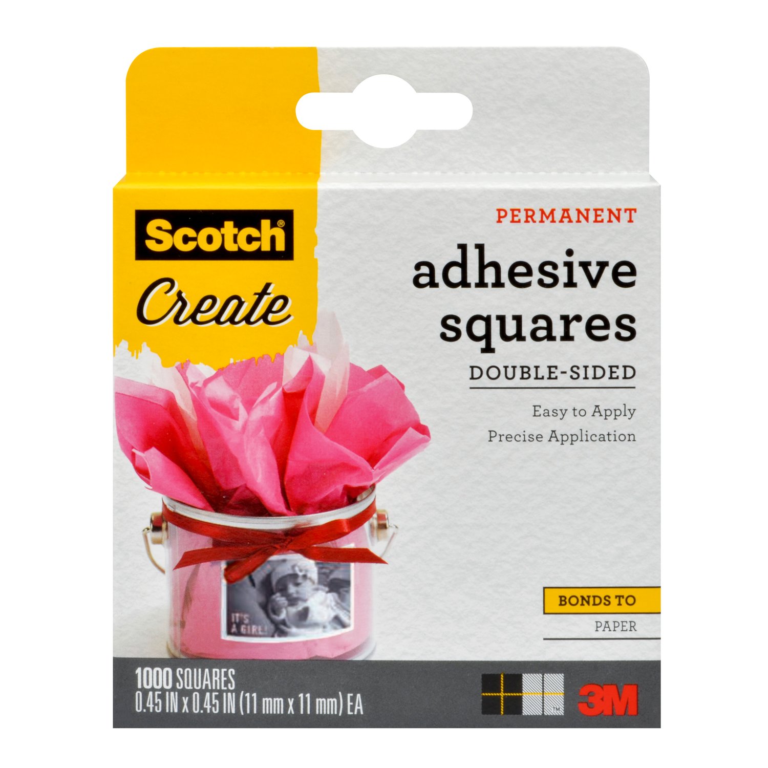 7100076465 - Scotch Adhesive Squares 009-1000-CFT, 1000 squares/pack