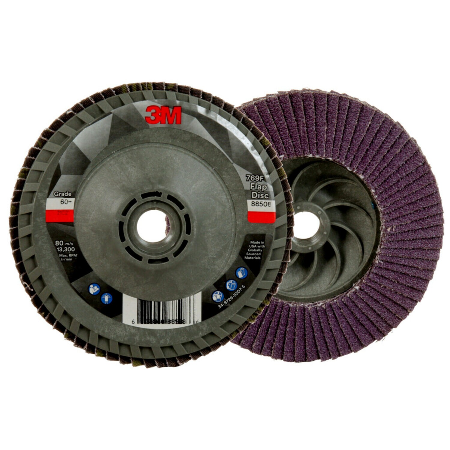 7100243874 - 3M Flap Disc 769F, 60+, T29 Quick Change, 4-1/2 in x 5/8 in-11, 10
ea/Case