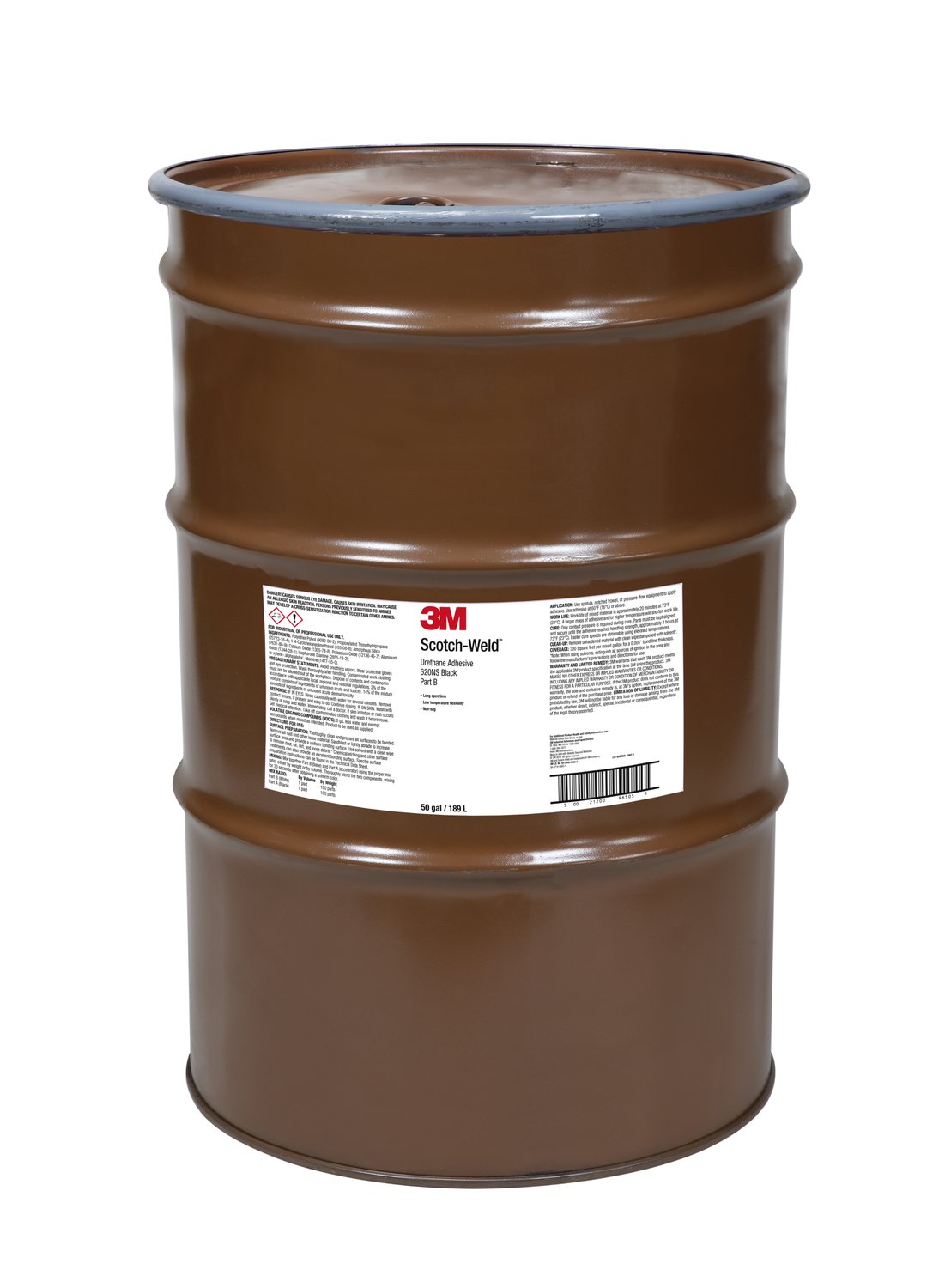 7010309744 - 3M Scotch-Weld Urethane Adhesive 620NS, Black, Part B, 55 Gallon (50
Gallon Net), Drum