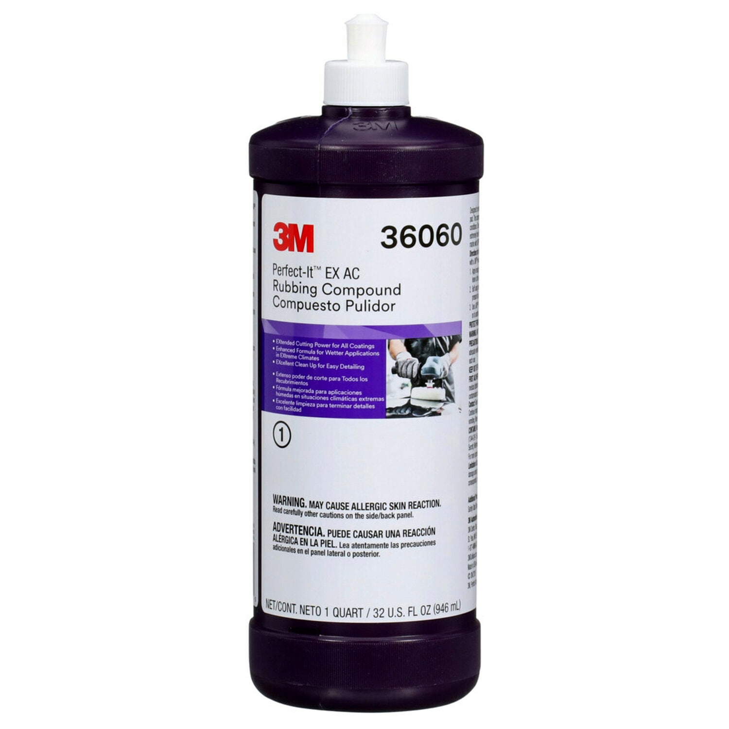 7100210683 - 3M Perfect-It EX AC Rubbing Compound, 36060, 1 qt (32 fl oz), 6 per
case