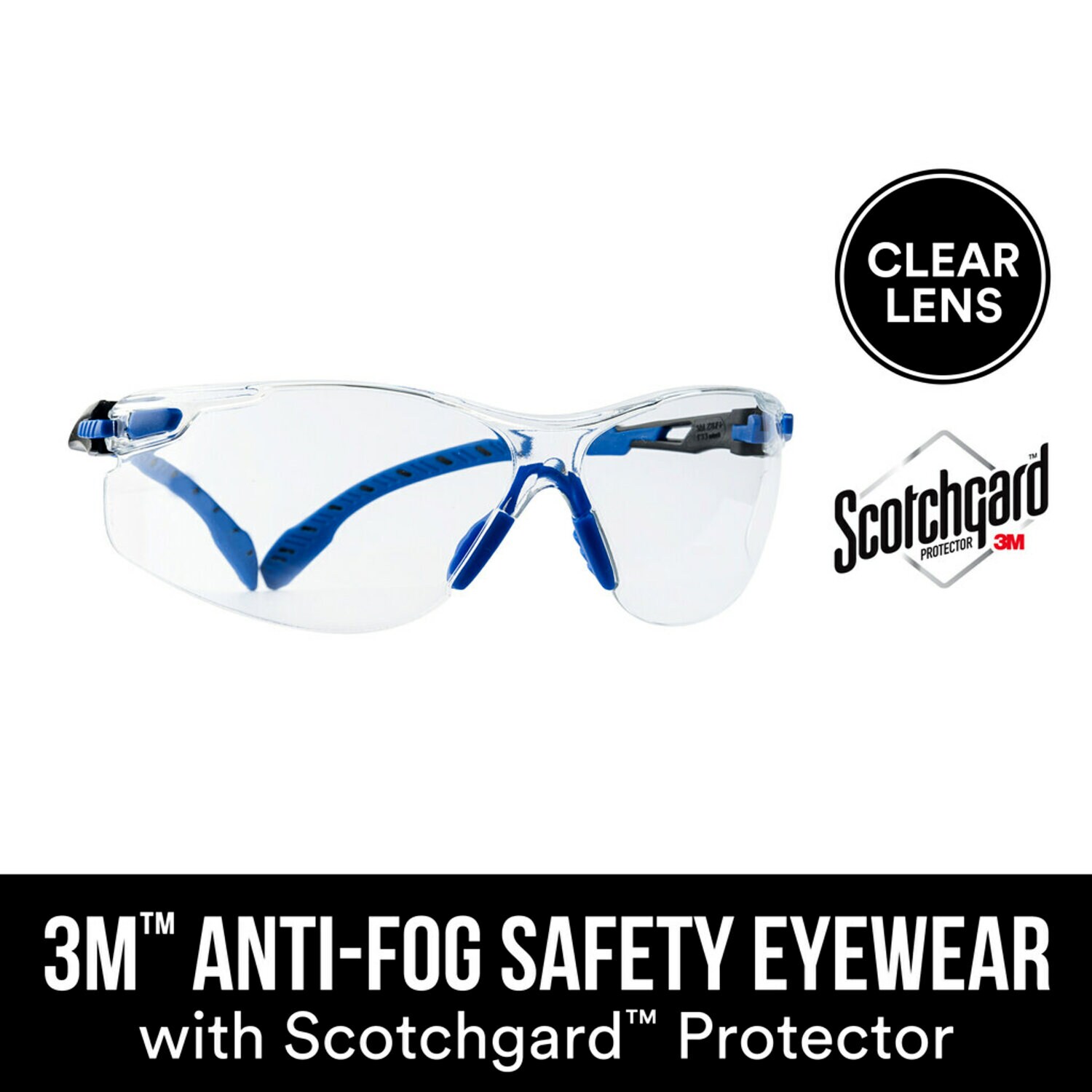 7100200381 - 3M Anti-Fog Goggle with Scotchgard Protector 47210H1-VDC-PS,
Black/Blue, Clear Lens, 5/cs