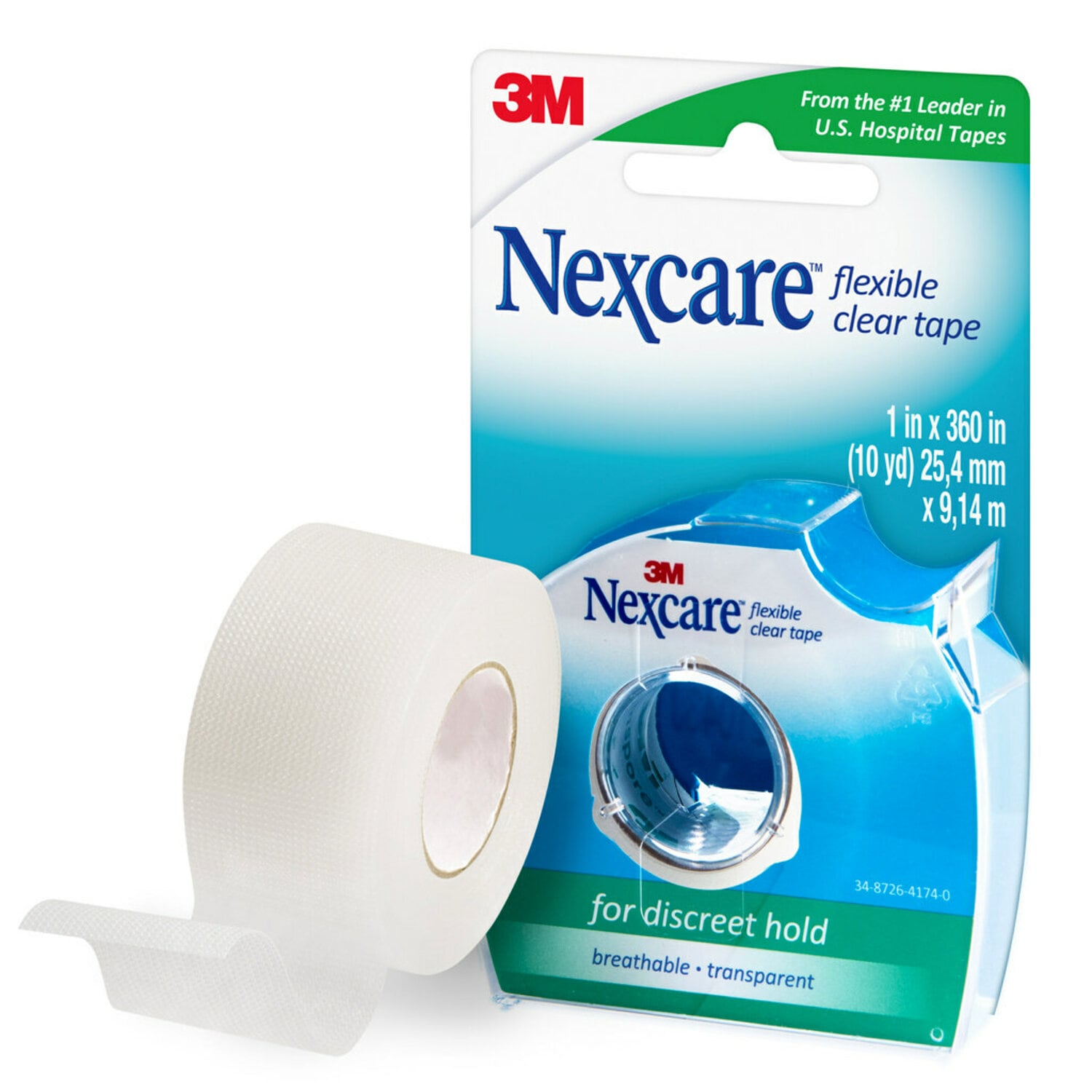 7100238340 - Nexcare Flexible Clear First Aid Tape Dispenser 778, 1 in x 10 yd