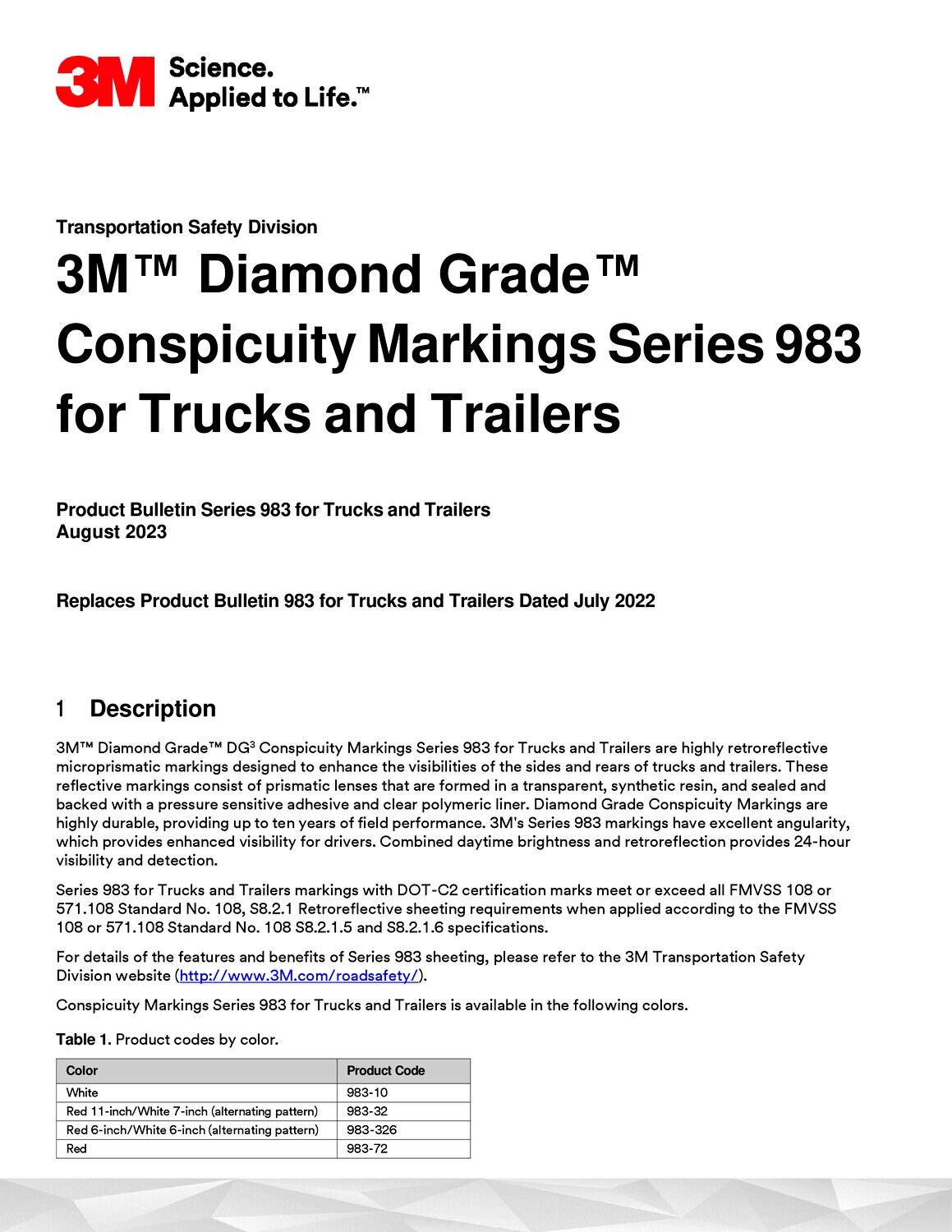 3M™ Diamond Grade™ Conspicuity Markings Series 983