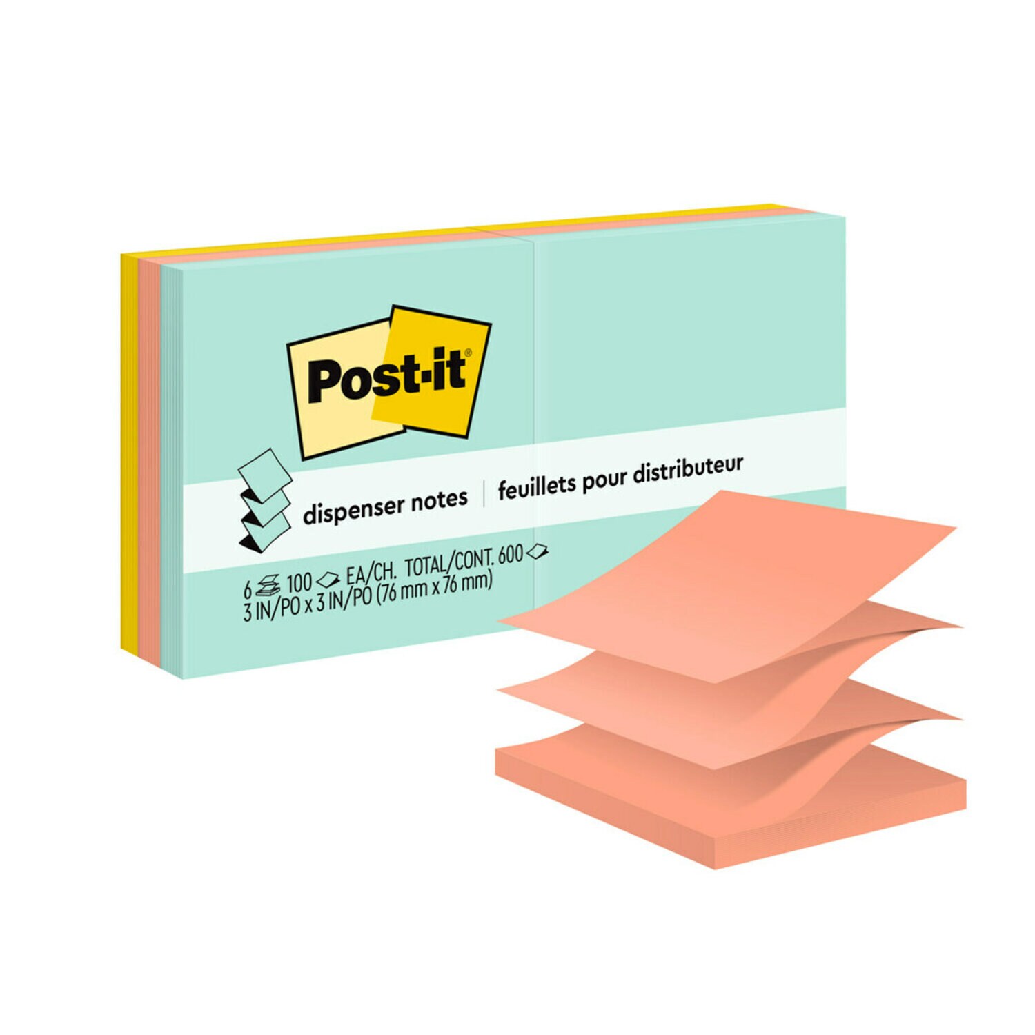 7100086917 - Post-it Pop-up Notes, R330-AP, 3x3 in, Pastel Colors