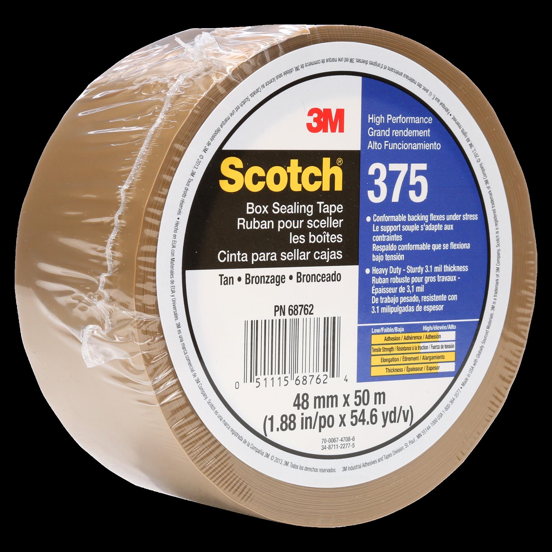 Scotch Box Sealing Tape 375 Clear 1EA High Performance 72 mm x 50 m 