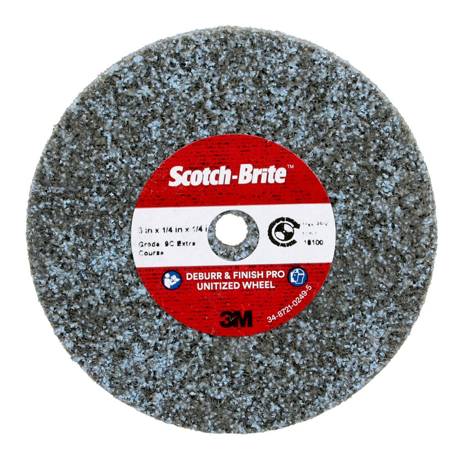 7100290246 - Scotch-Brite Deburr & Finish Pro Unitized Wheel, DP-UW, 9C Extra
Coarse+, 3 in x 1/4 in x 1/4 in, 40 ea/Case