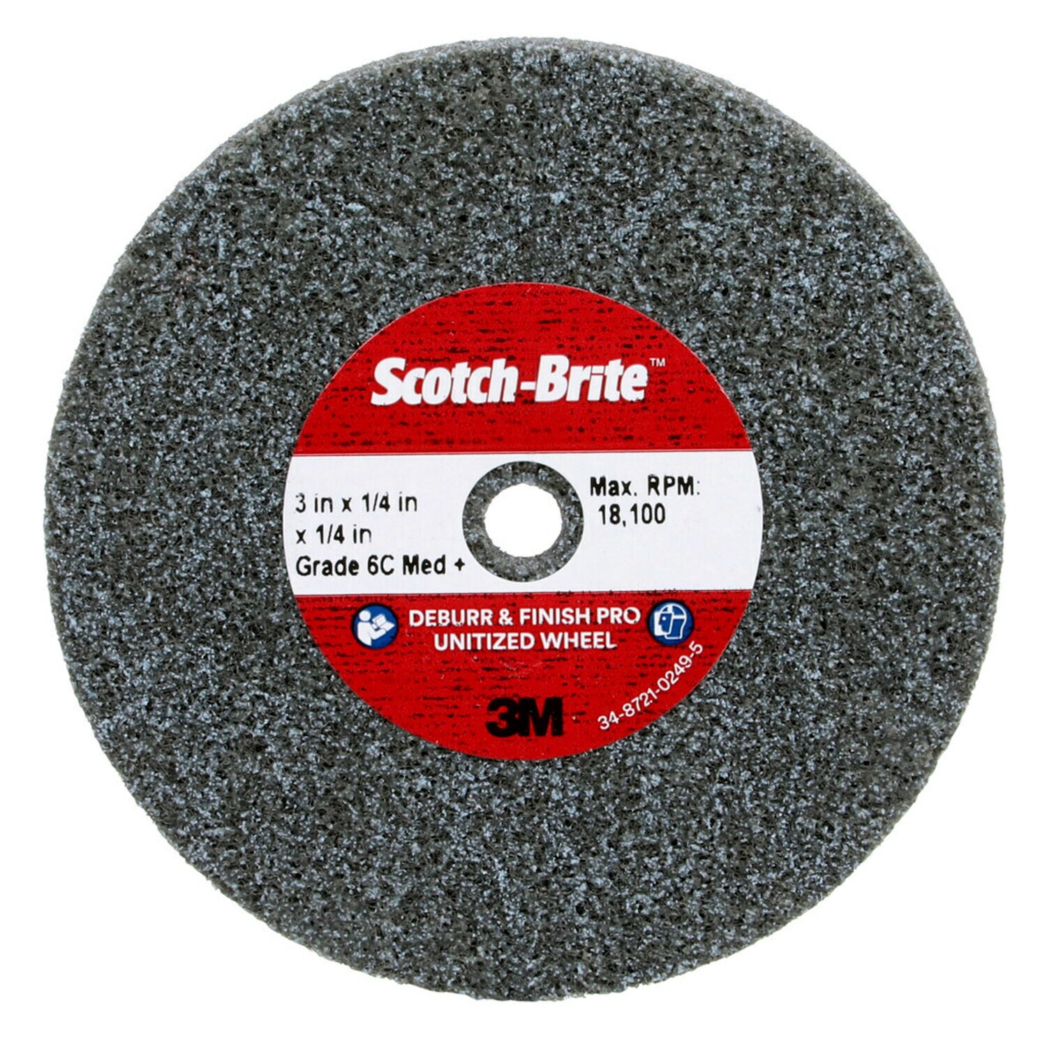 7100053419 - Scotch-Brite Deburr & Finish Pro Unitized Wheel, DP-UW, 6C Medium+, 3
in x 1/4 in x 1/4 in, 40 ea/Case