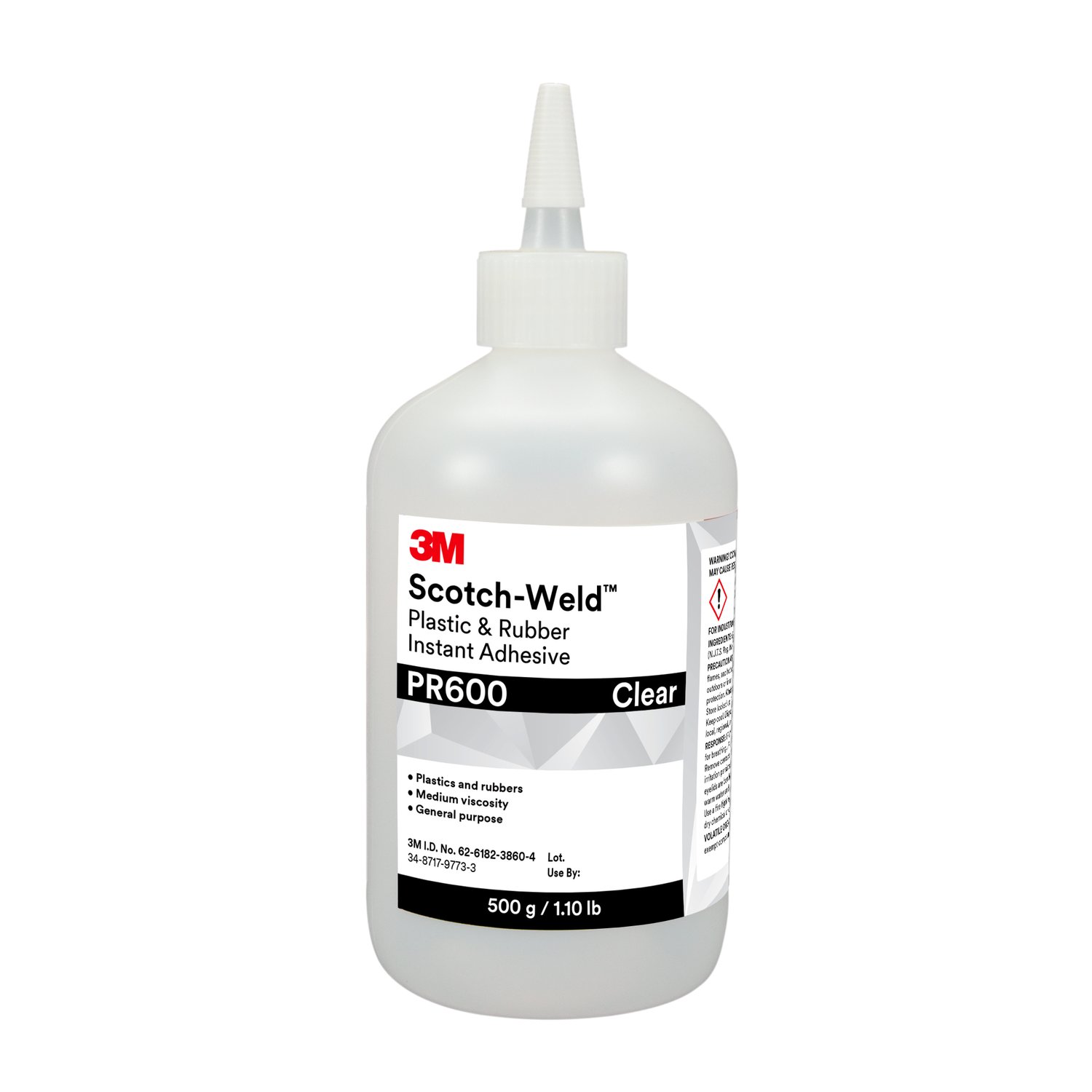 7100039246 - 3M Scotch-Weld Plastic & Rubber Instant Adhesive PR600, Clear, 500
Gram, 1/Case