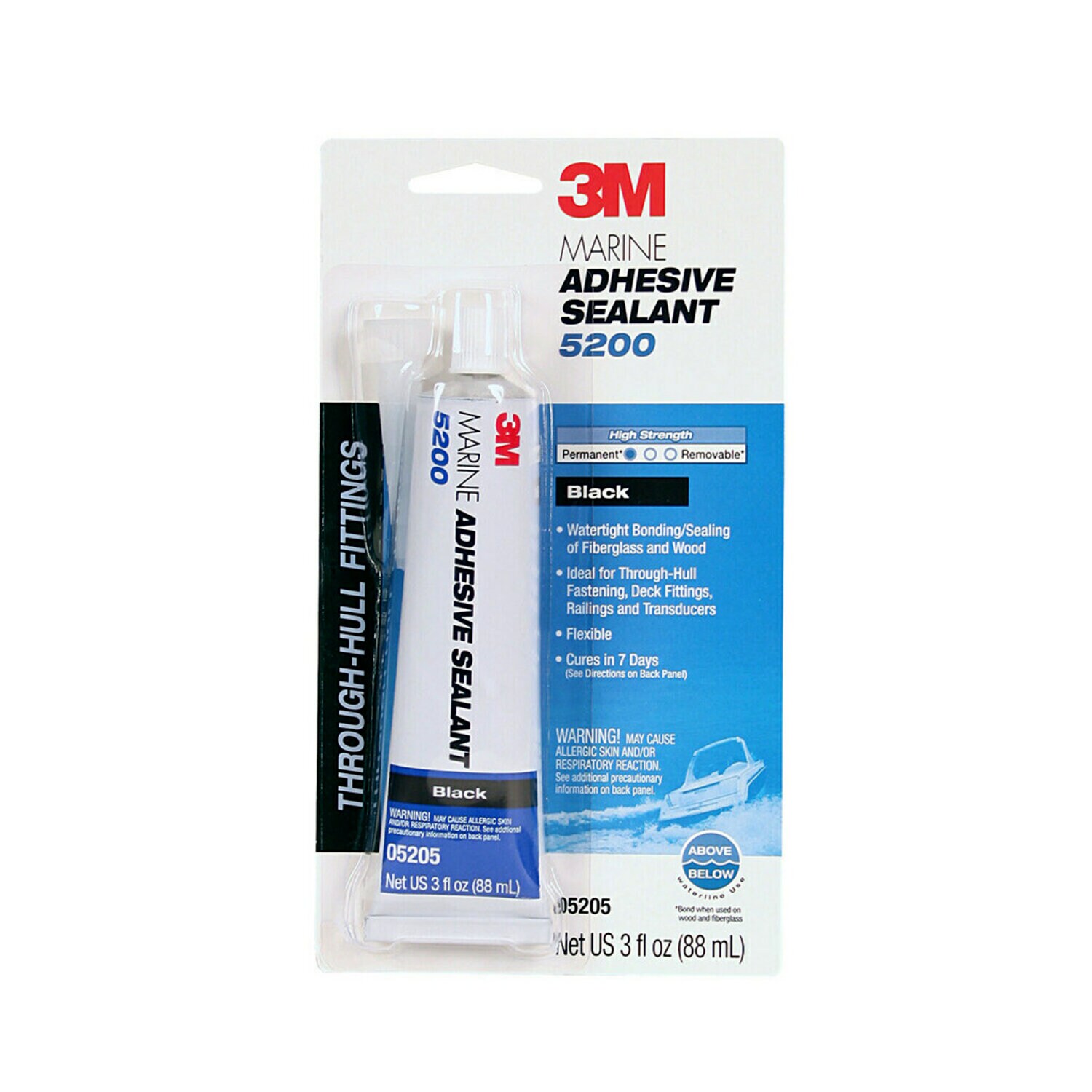 7000118402 - 3M Marine Adhesive Sealant 5200, Black, 3 oz Tube, 6/Case