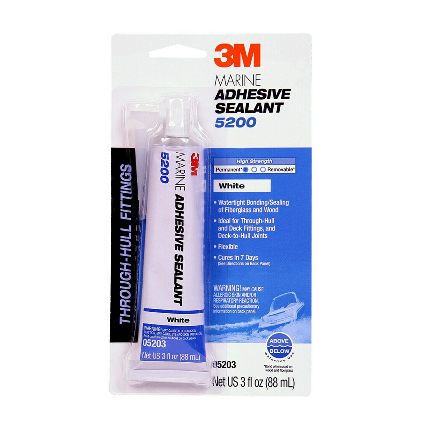 7000118401 - 3M Marine Adhesive Sealant 5200, White, 3 oz Tube, 6/Case