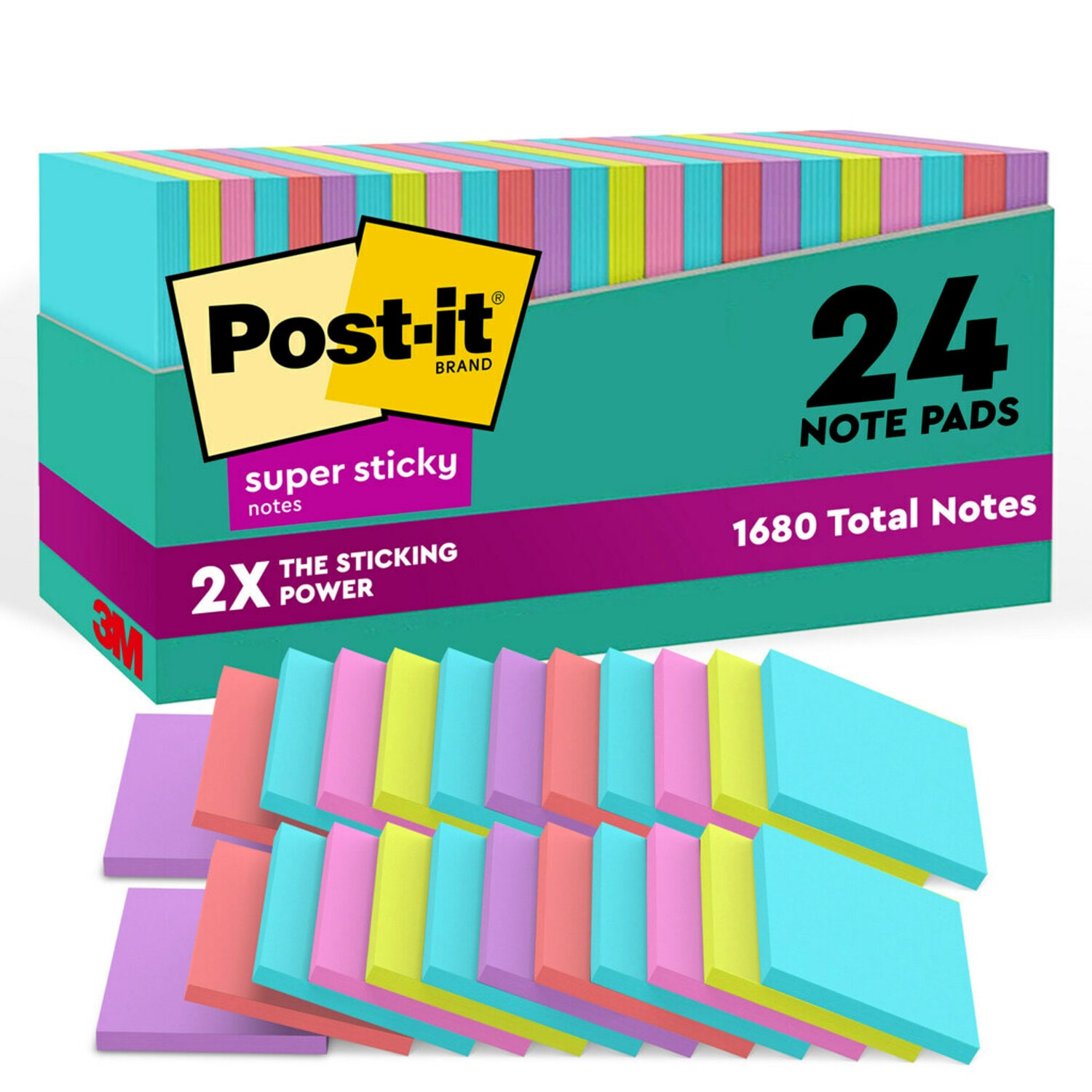 Notes Post-it® 655-N couleur néon mono-couleur