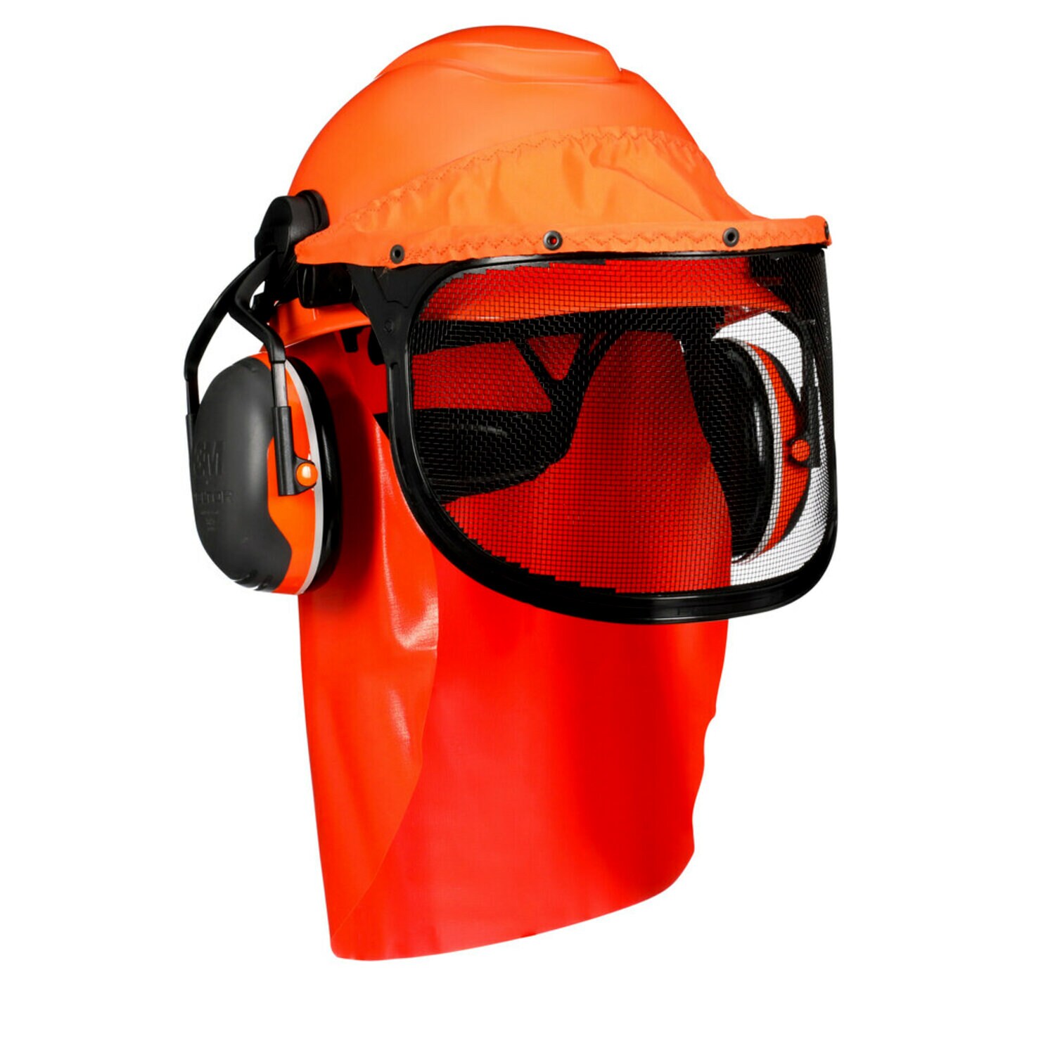 7100296933 - 3M LumberJack Hard Hat System H-706SFRFK-UV, Pressure Diffusion Suspension, Uvicator, Mesh Visor, Rainshield, Ear Muffs, 1/Case