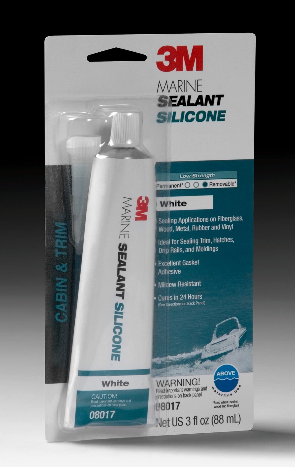 7000120479 - 3M Marine Grade Silicone Sealant, White, 3 oz Tube, 6/Case