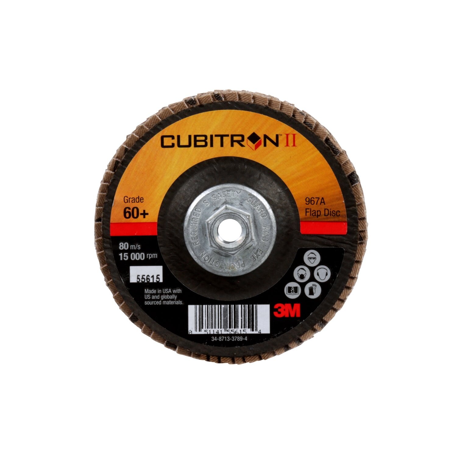 7010363293 - 3M Cubitron II Flap Disc 967A, 60+, T29 Quick Change, 4 in x 3/8"-24,
10 ea/Case