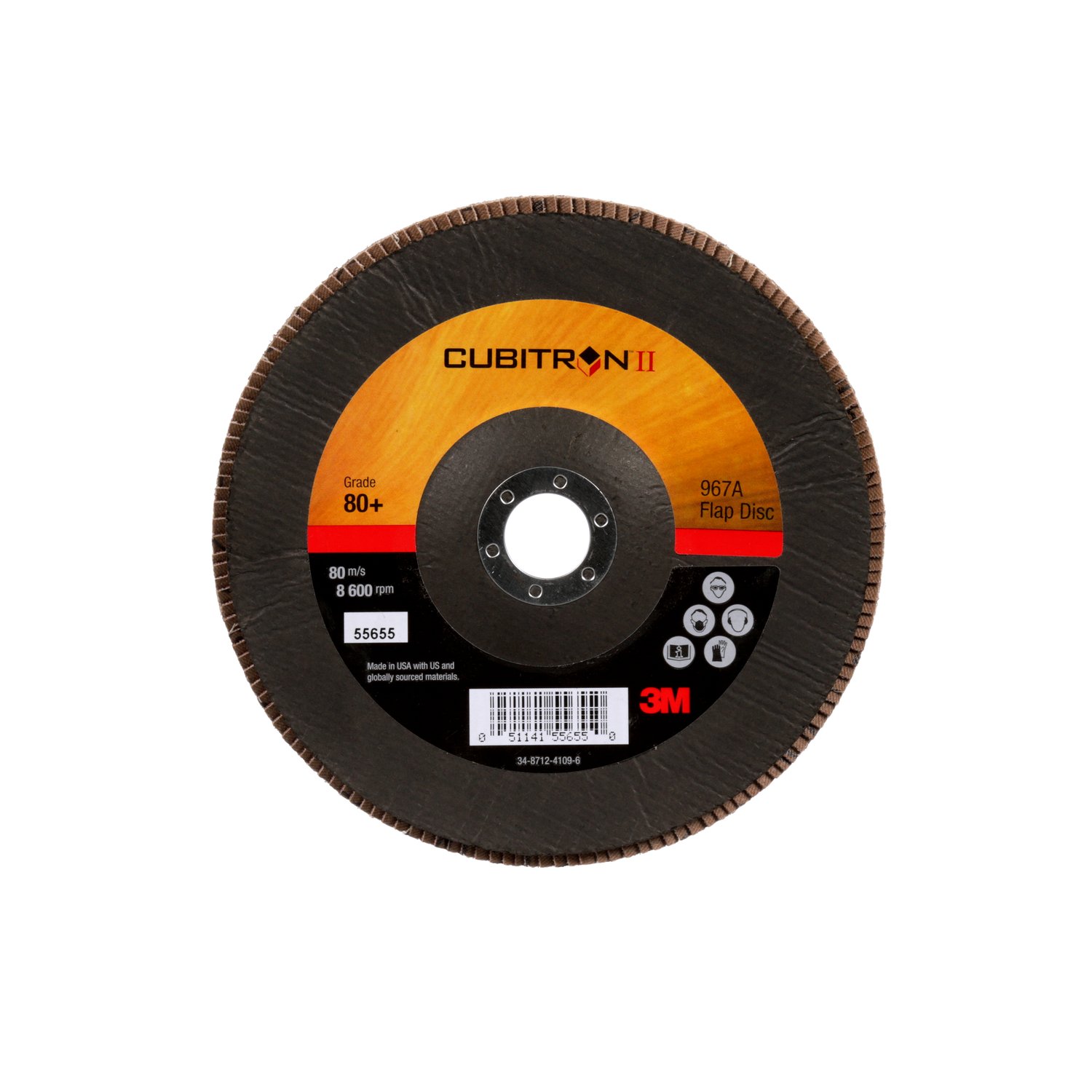 7010300291 - 3M Cubitron II Flap Disc 967A, 80+, T29, 7 in x 7/8 in, Giant, 5
ea/Case