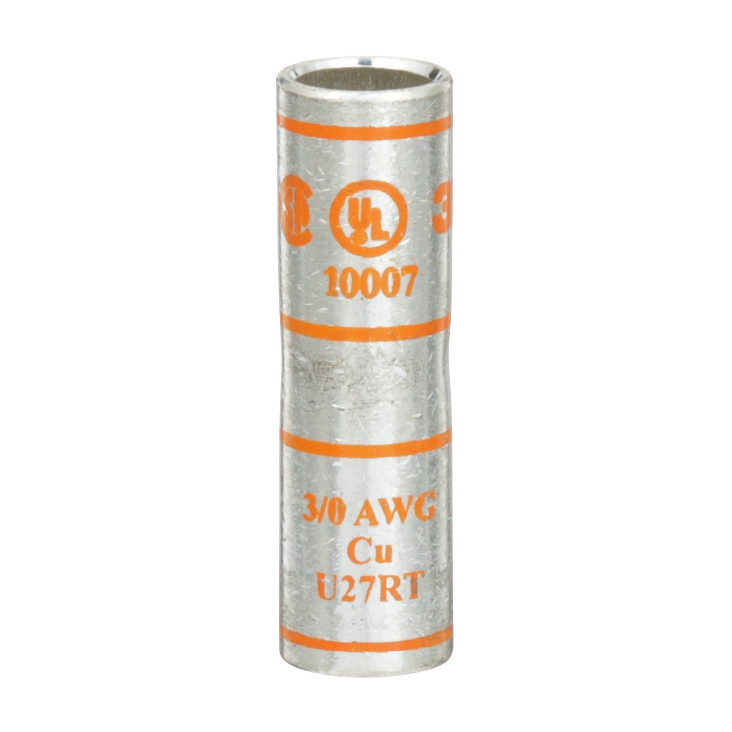 7000031374 - 3M Scotchlok Copper Standard Barrel Connector 10007, up to 35 kV, 3/0
AWG, Orange, 10/Case