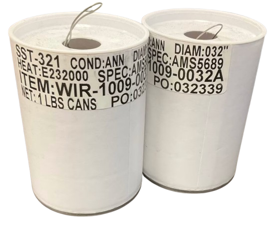 WIR10090032A - Stainless Steel Lockwire, .032" Diameter, Alloy 321, 1 Lb/Canister, Condition: Annealed, AMS 5689