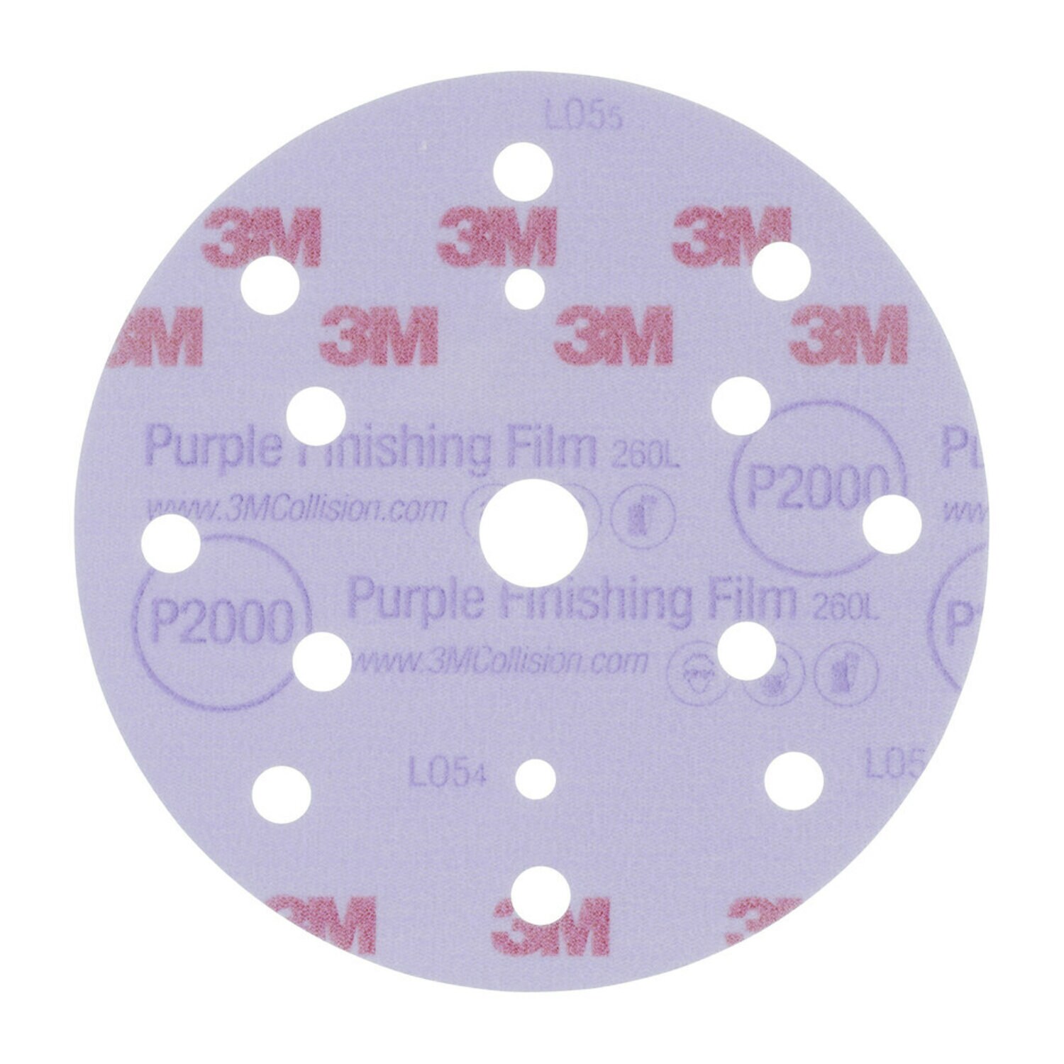 7100123049 - 3M Hookit Finishing Film Abrasive Disc 260L, 51304, 6 in, Dust Free,
P2000, 50 discs per carton, 4 cartons per case