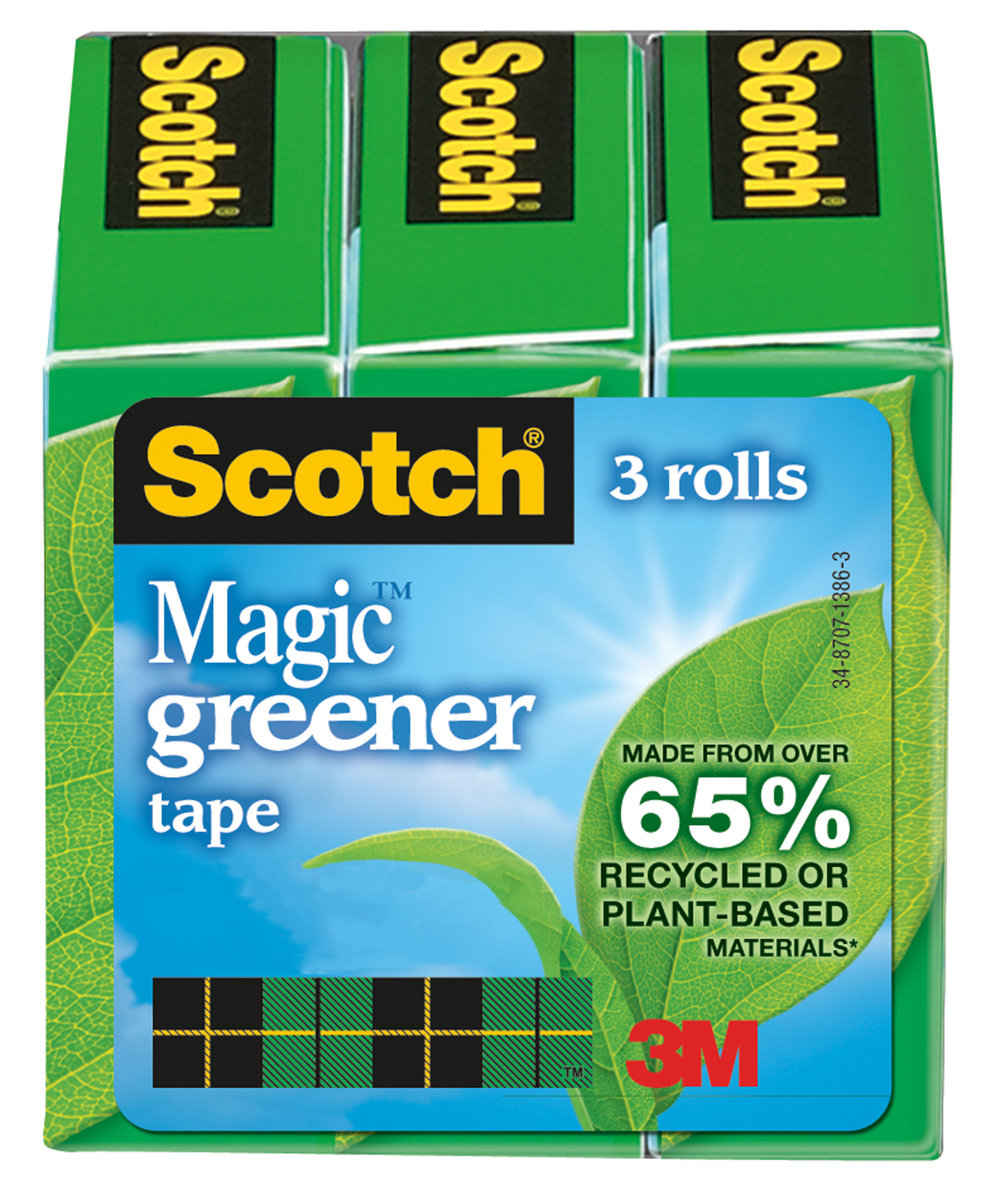 2-Pack Scotch Magic Greener Tape Dispenser Roll 3M-123 Matte 3/4 x 600 Inches 