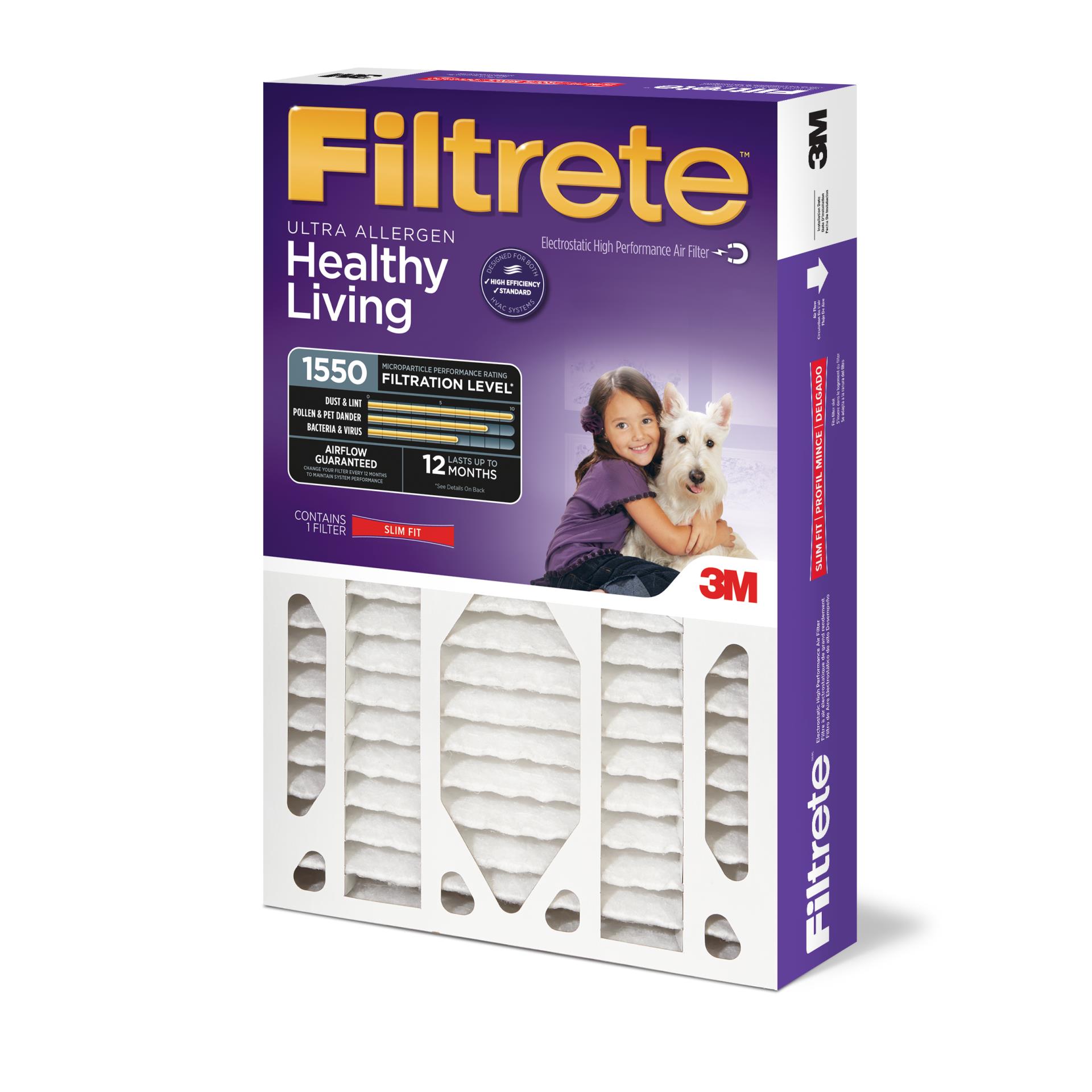 Filtrete 9801-2PK-HDW Reduction Filter Electrostatic Micro Allergen Pleated 2/Pack 
