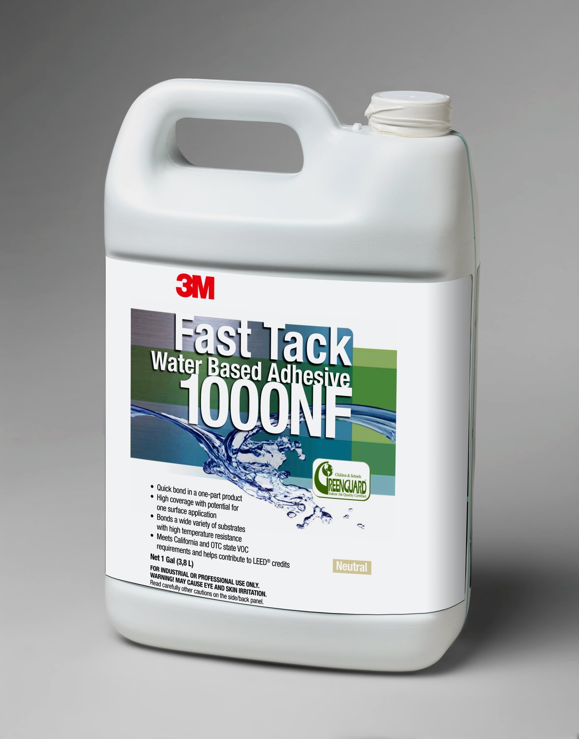 7100011610 - 3M Fast Tack Water Based Adhesive 1000NF, Neutral, 1 Gallon Can, 4 Bottle/Case