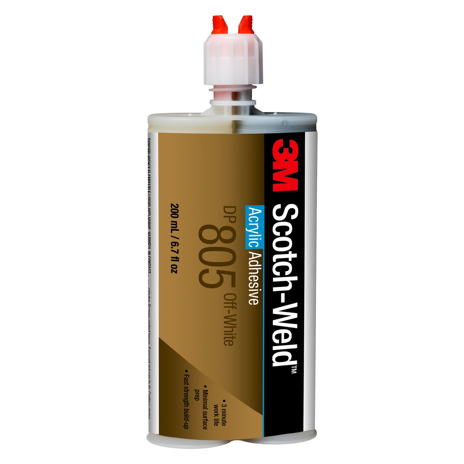 7010367390 - 3M Scotch-Weld Acrylic Adhesive DP805, Off-White, 200 mL Duo-Pak,
12/Case