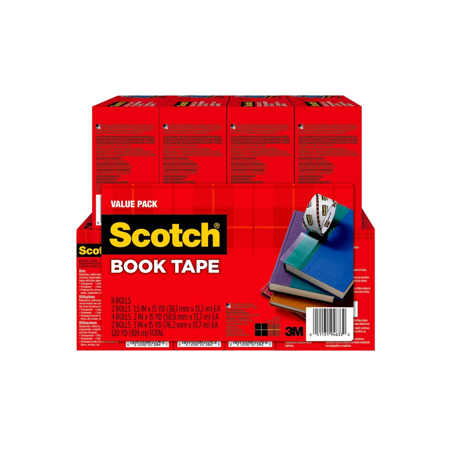 7100141492 - Scotch Book Tape Value Pack, 845-VP