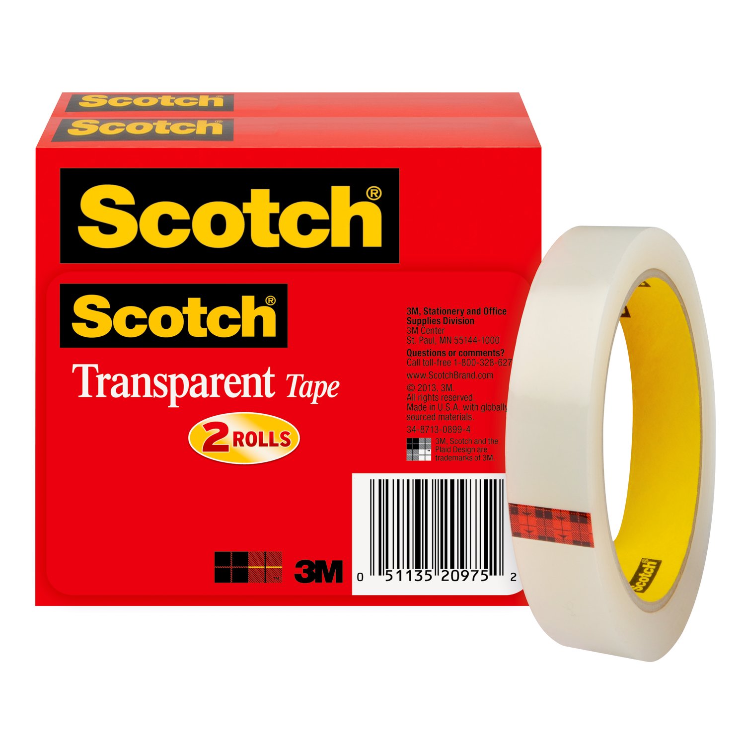 7010370645 - Scotch Transparent Tape 600-2P34-72, 3/4 in x 2592 in (19 mm x 65,8 m) 2 PK