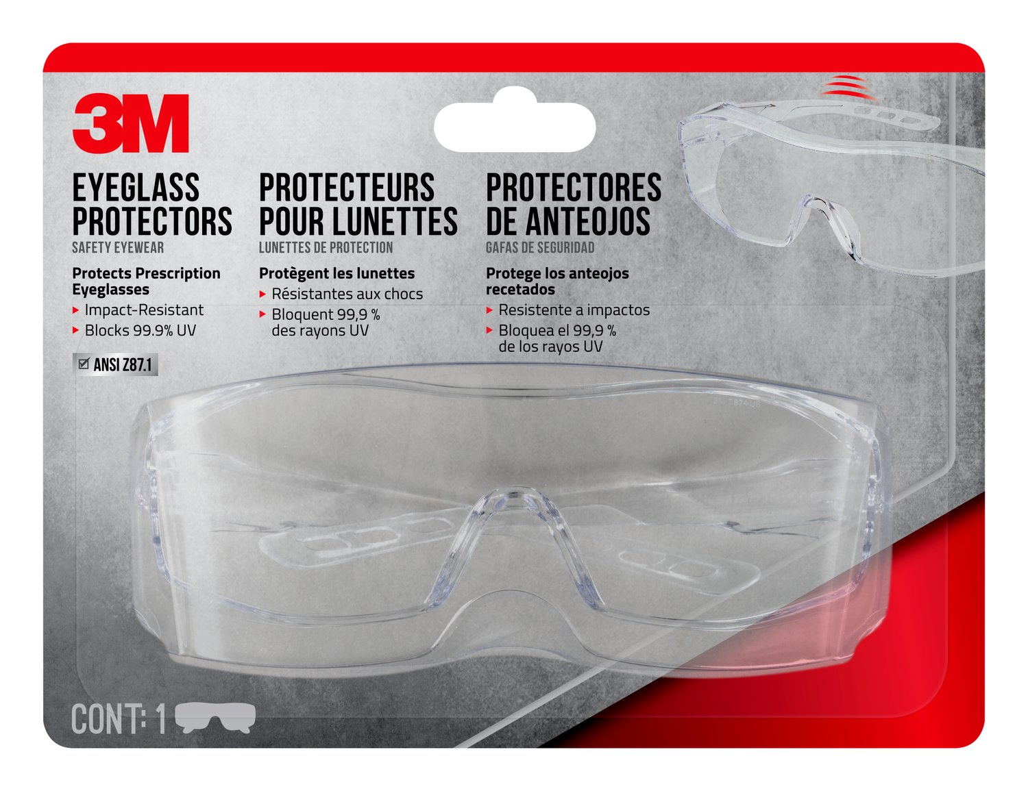 7100164949 - 3M Eyeglass Protectors Anti-Scratch, 47031H1-DC, Clear, Clear Lens,
6/case