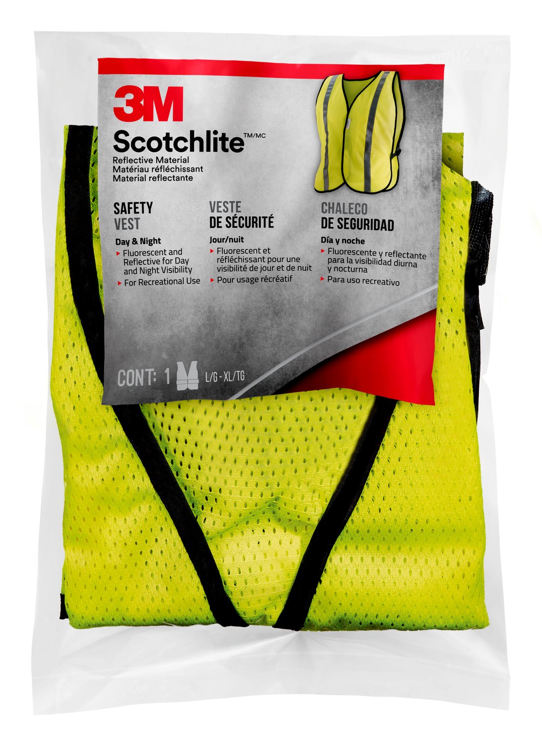 7100160504 - 3M Scotchlite Reflective Material Day/Night Safety Vest, 94601H1-DC,
8/cs