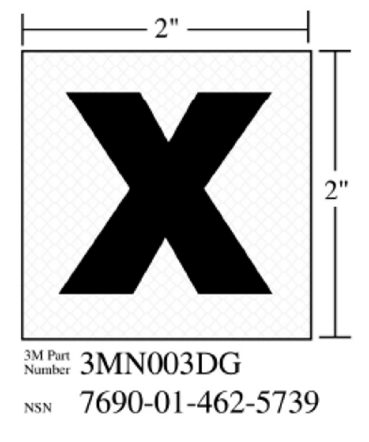 7010388565 - 3M Diamond Grade Damage Control Sign 3MN003DG, "X-Ray", 2 in x 2 in, 10/Package