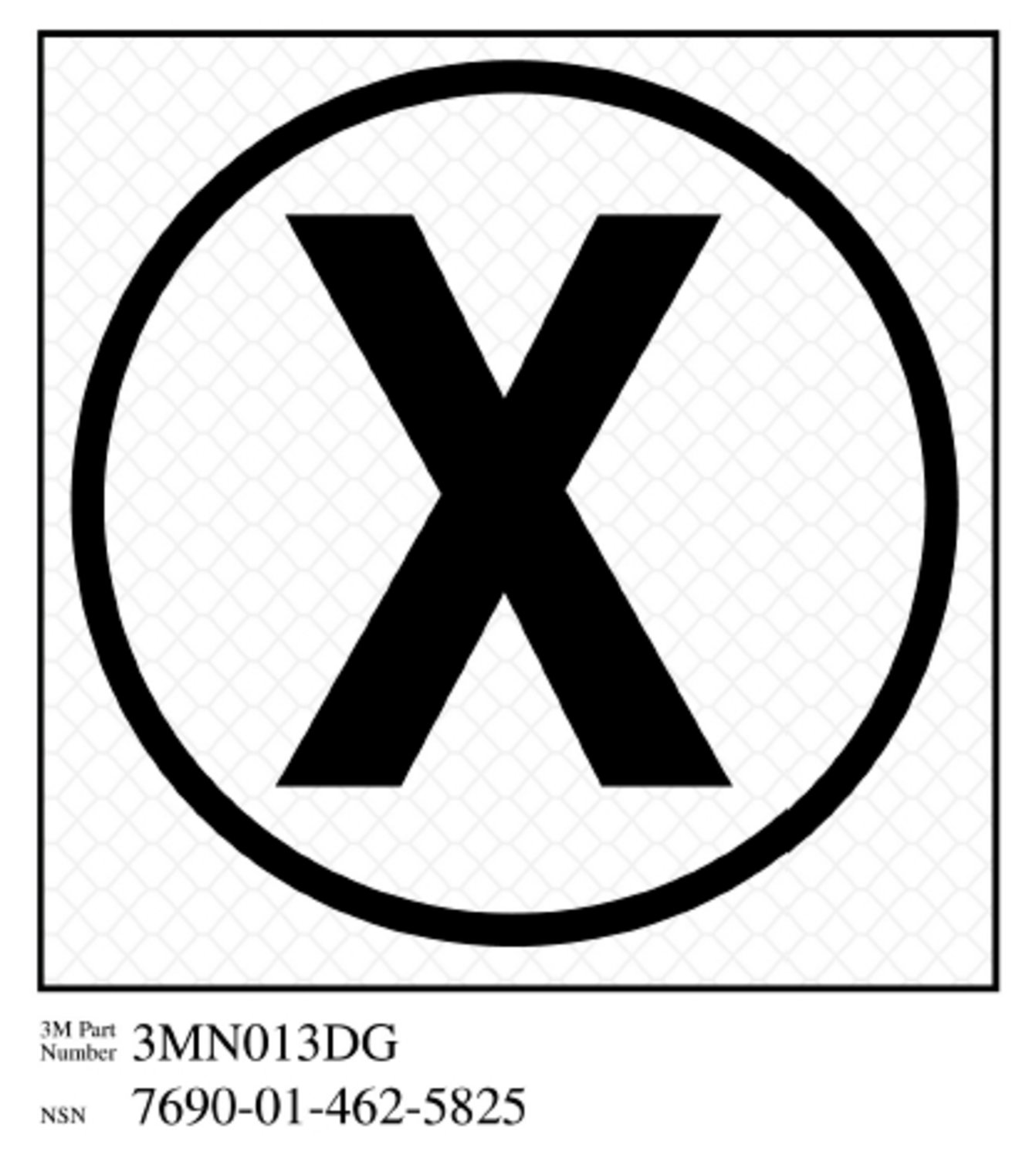 7010388570 - 3M Diamond Grade Damage Control Sign 3MN013DG, "Cir X-Ray", 4 in x 4
in, 10/Package