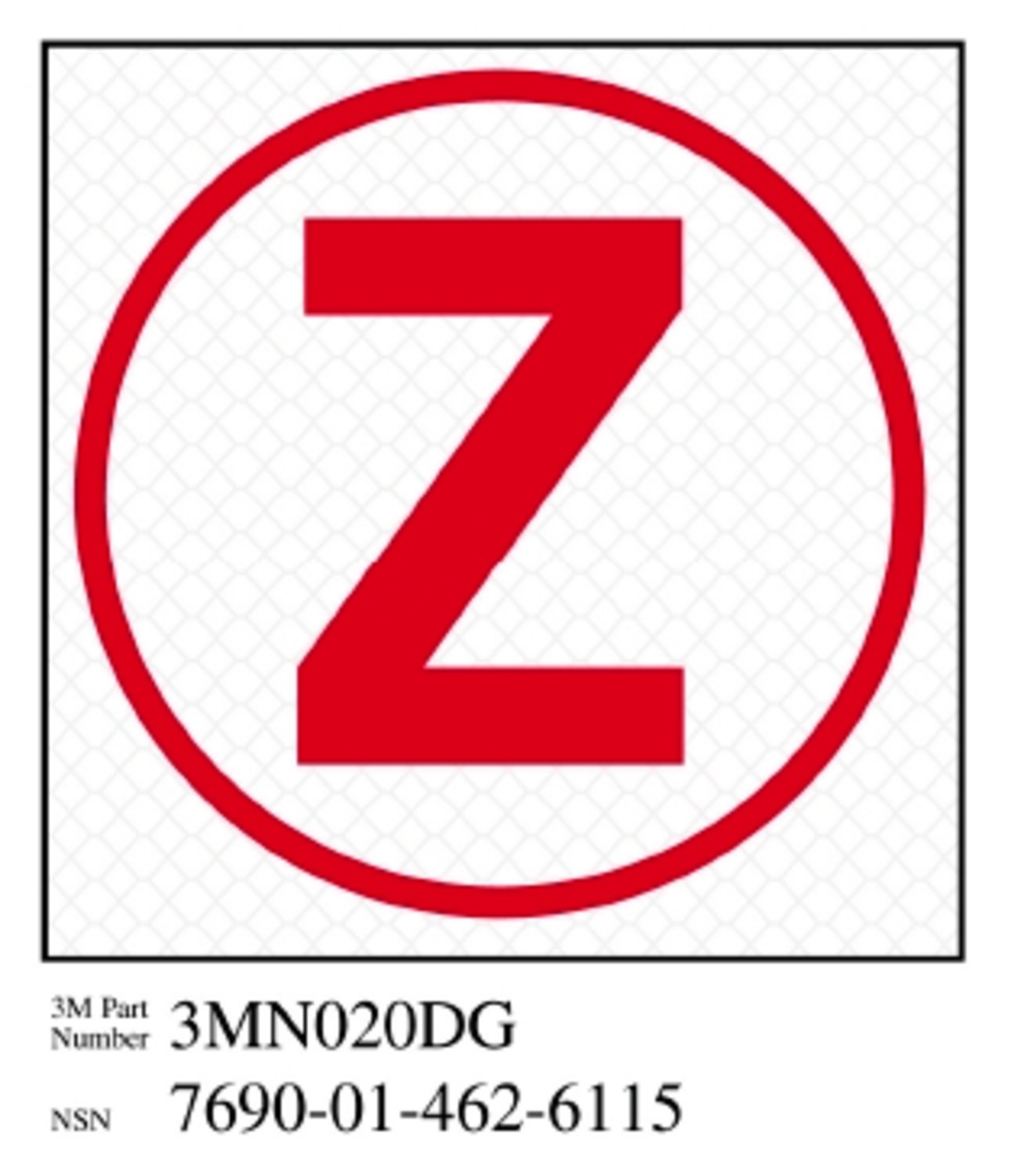 7010388573 - 3M Diamond Grade Damage Control Sign 3MN020DG. "Cir Zebra", 3 in x 3
in, 10/Package