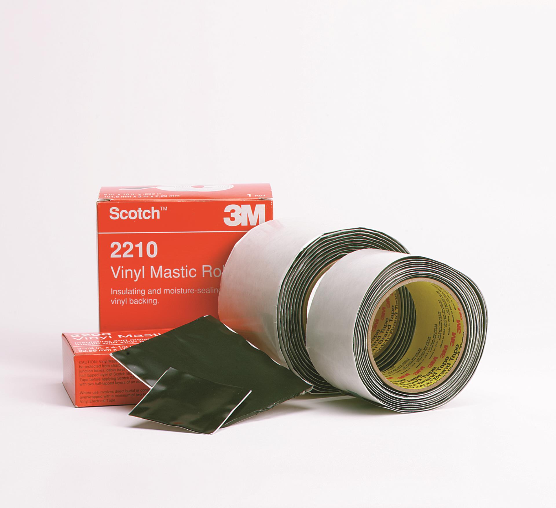 00050047112228 Scotch® Vinyl Mastic Roll 2210, in x 10 ft, Black, roll/carton,  10 rolls/Case Aircraft products sealing-tapes 9382198