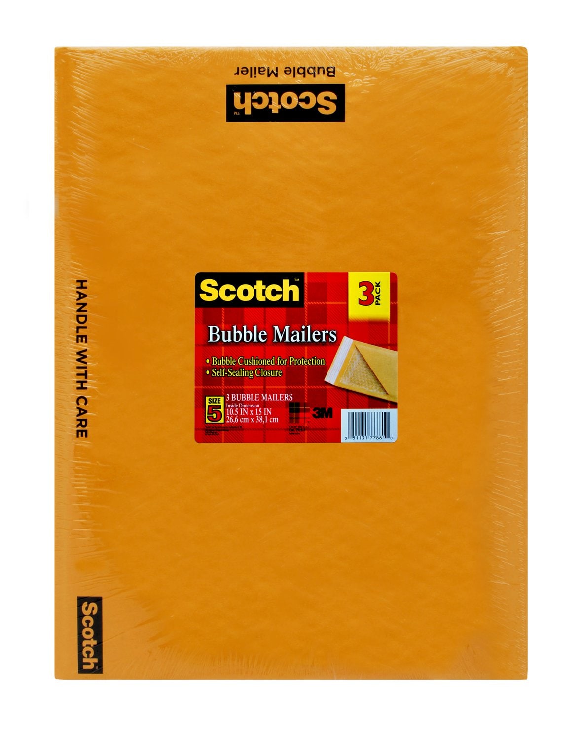 7010372506 - Scotch Kraft Bubble Mailer 7915-3, 3-Pack, 10.5 in x 15 in, Size #5