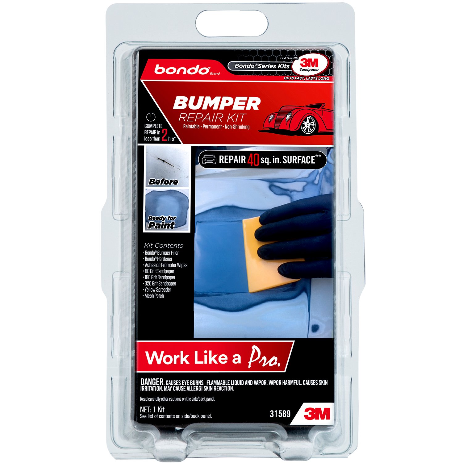 7100190982 - Bondo Bumper Repair Kit Clamshell, 31589, 6 kits per case