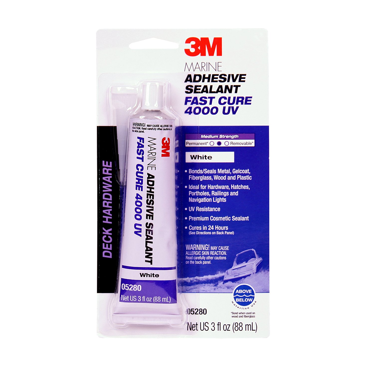 7000121531 - 3M Marine Adhesive Sealant 4000 UV, PN05280, White, 3 oz Tube, 6/Case