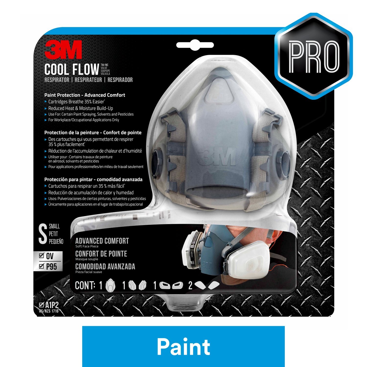 7100110922 - 3M Professional Paint Respirator 7511PA1-A-PS, Small, 1/pk, 4 pks/cs