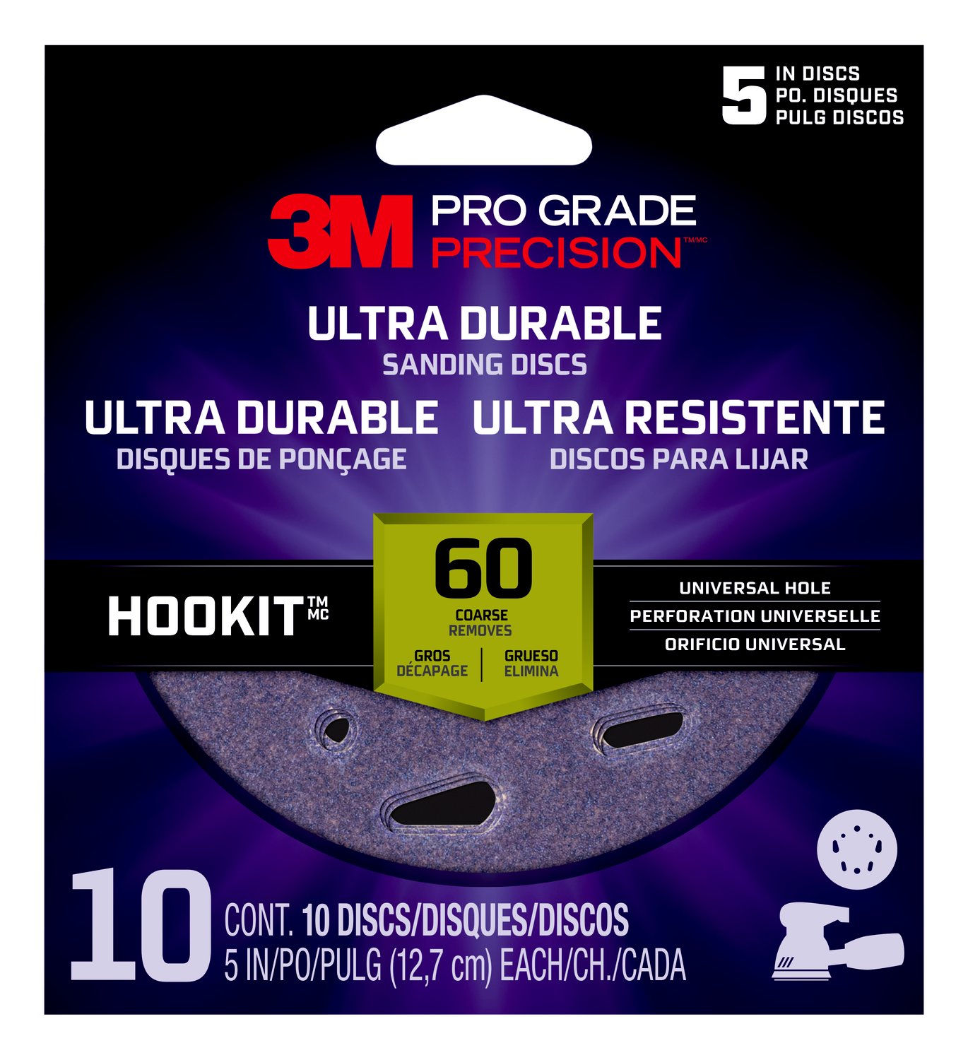 7100202879 - 3M Pro Grade Precision Ultra Durable Universal Hole Sanding Disc
DUH560TRI-10I, 5 inch UH, 60, 10/pack