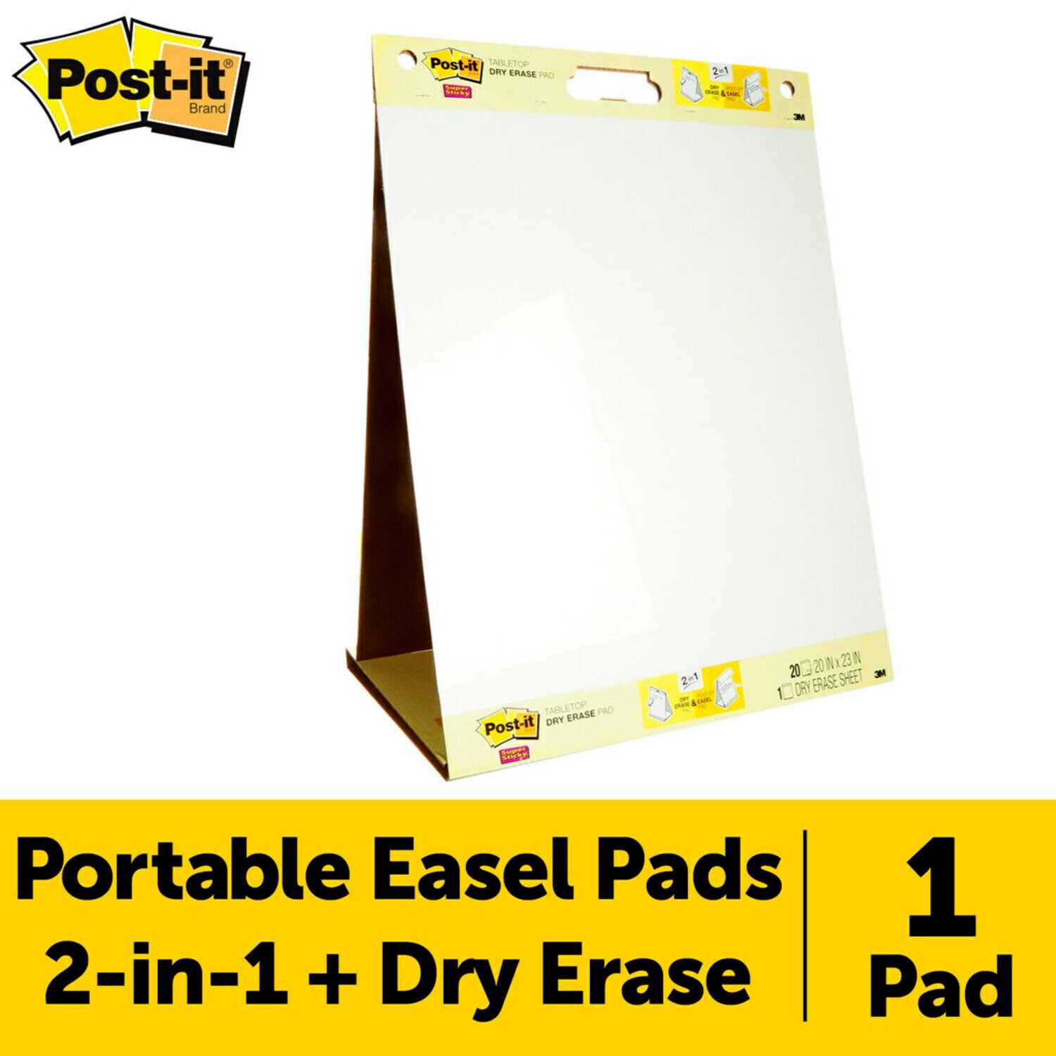 561 Post-it Self-Stick Easel Pad, Ruled, 25 x 30, Yellow, 2 30-Sheet Pads 3M
