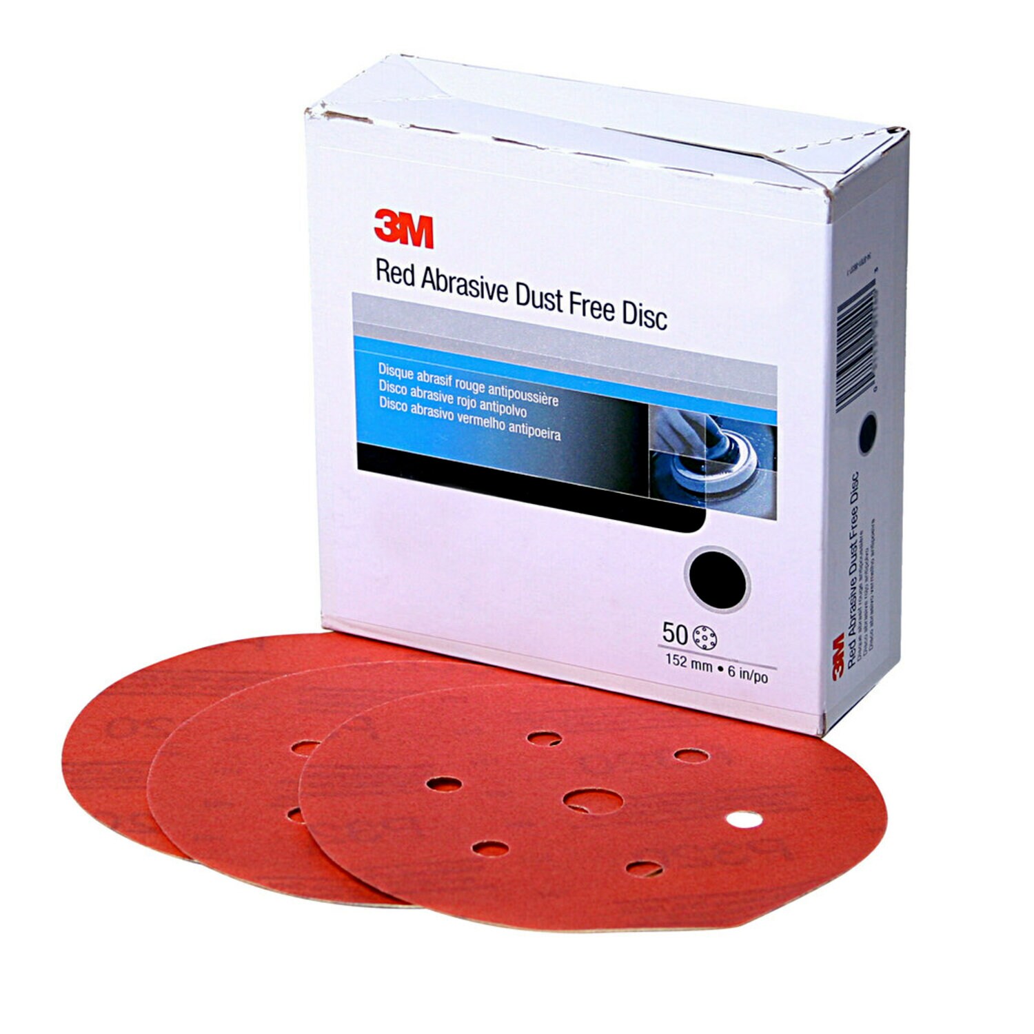 7000045457 - 3M Hookit Red Abrasive Disc Dust Free, 01142, 6 in, P220, 50 discs per
carton, 6 cartons per case